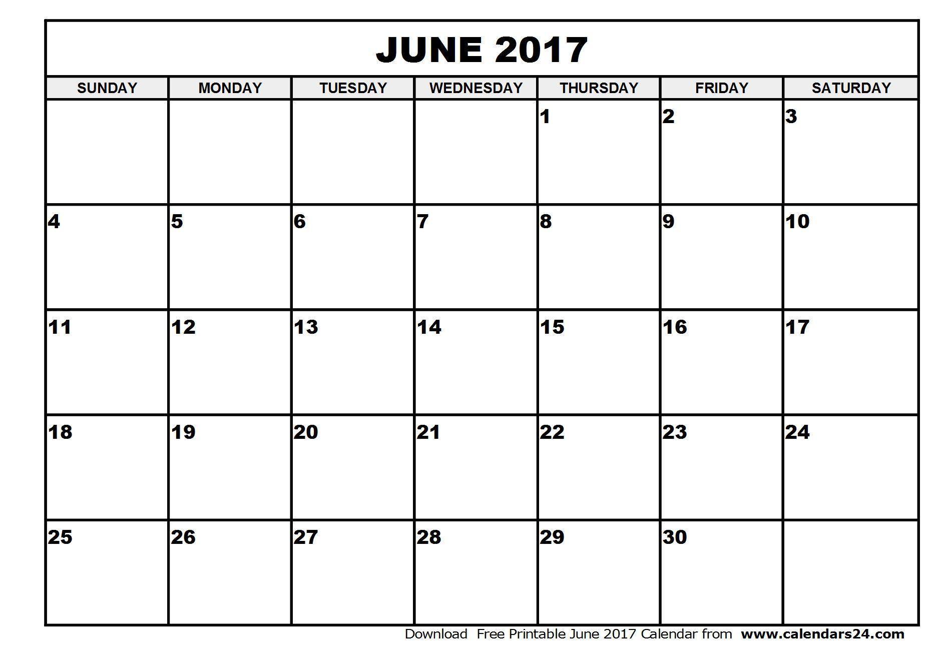 June 2017 Calendar & July 2017 Calendar