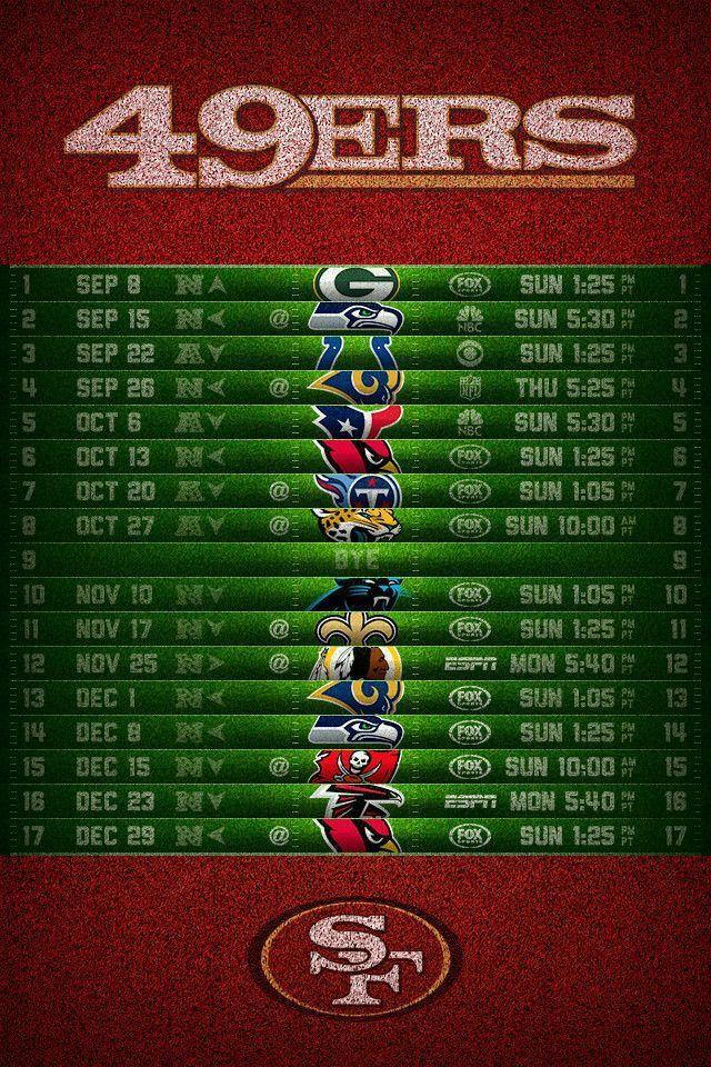 San Francisco 49ers 2013 Schedule iPhone 4 Wallpaper (640x960)