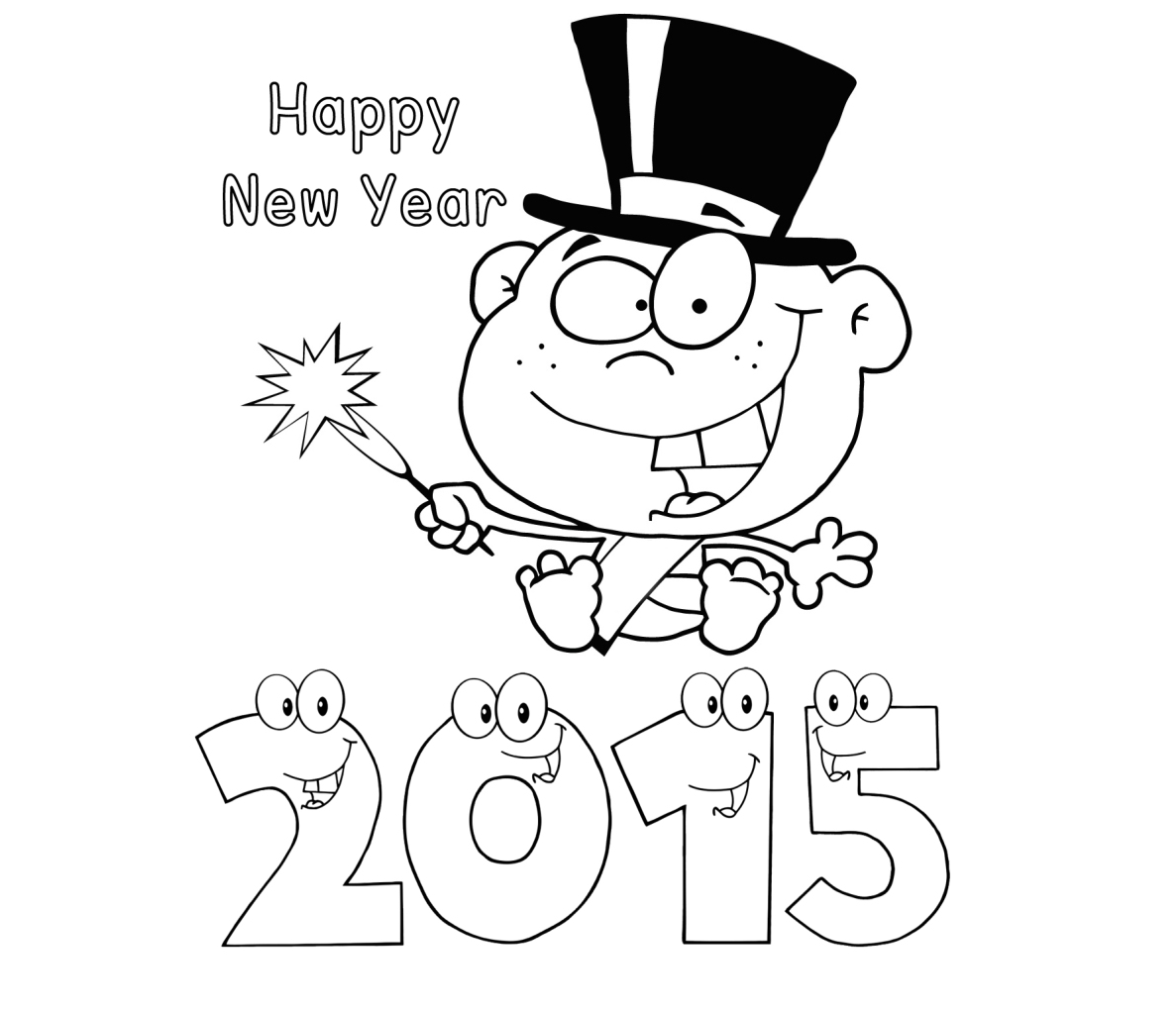 Colour Drawing Free Wallpaper: Happy New Year 2015 Coloring