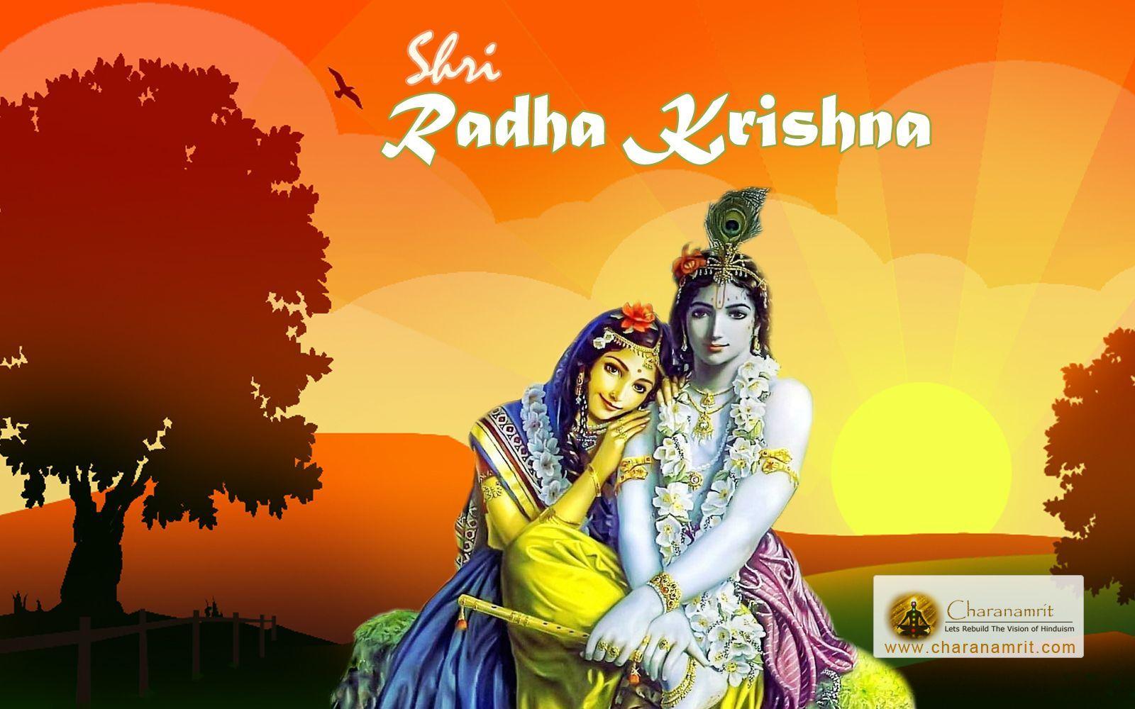 Lord Krishna and Radha divine love beautiful HD Wallpaper for free