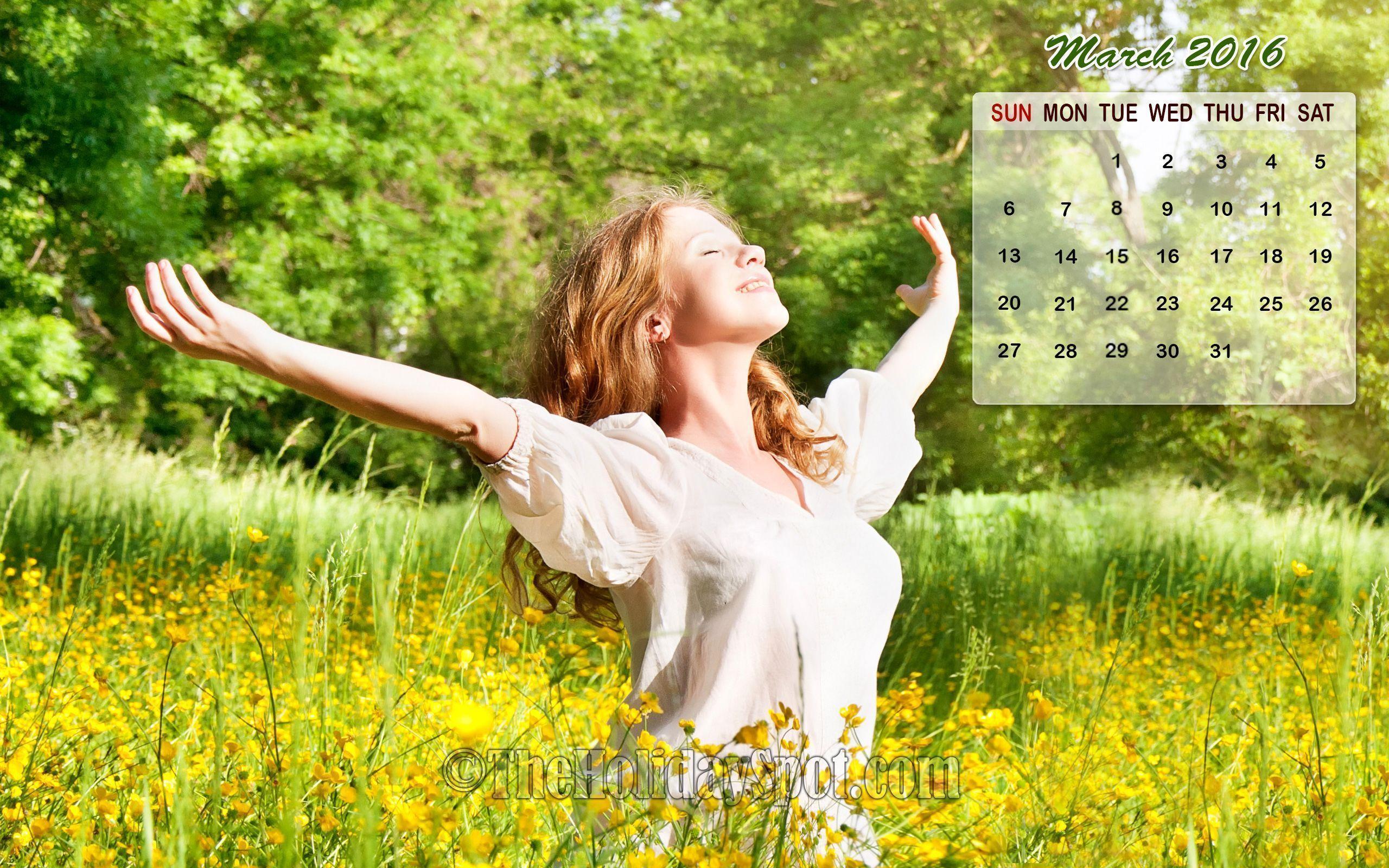 March 2016 Desktop Wallpaper Calendar