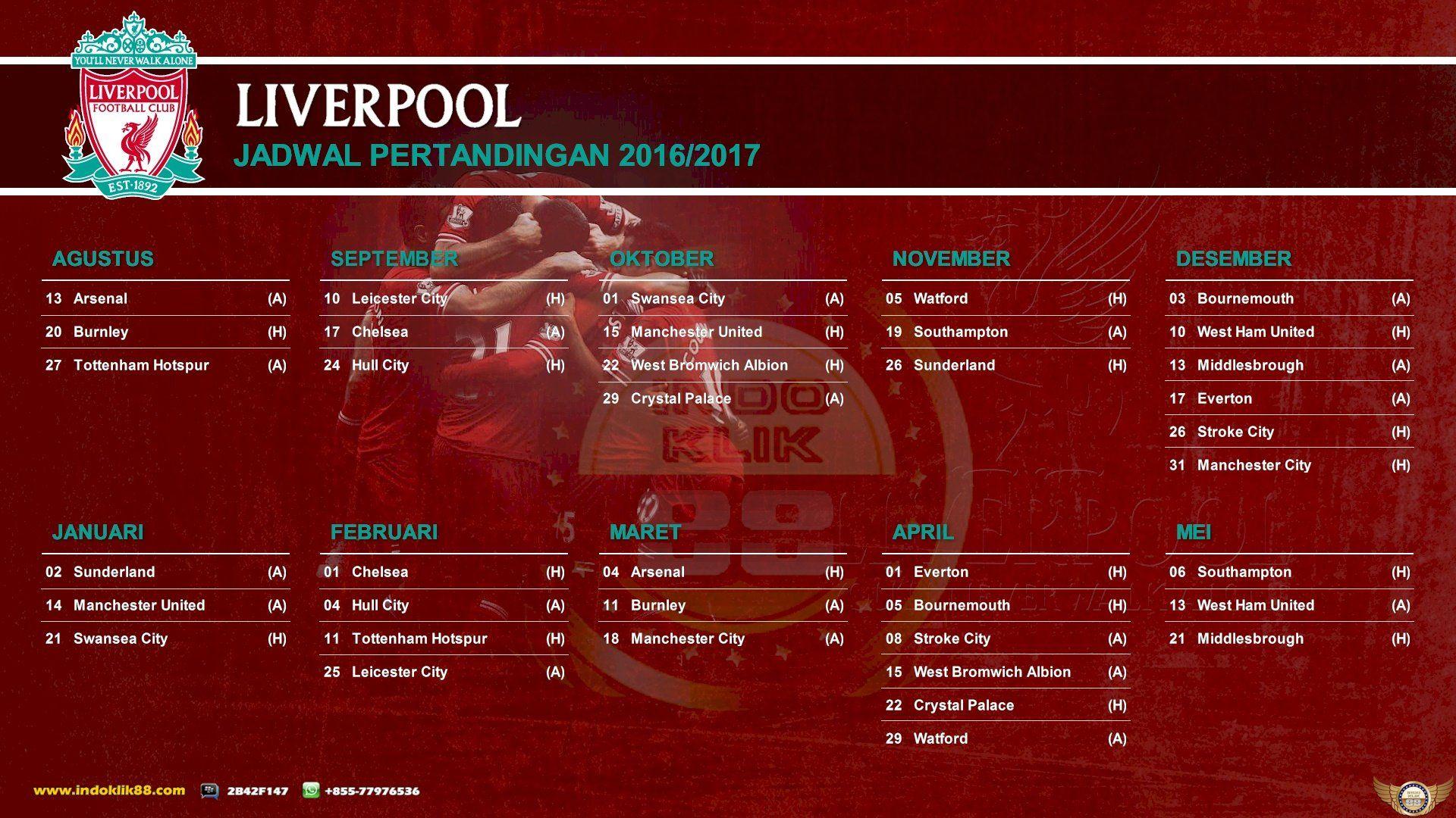 Wallpaper Jadwal Pertandingan Liga Inggris Liverpool 2016 2017