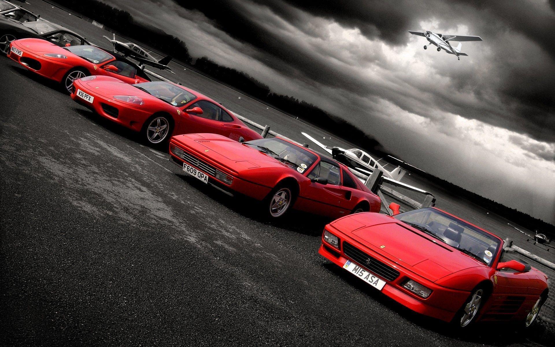 Cars Ferrari Vehicles Selective Coloring Red Testarossa Modena