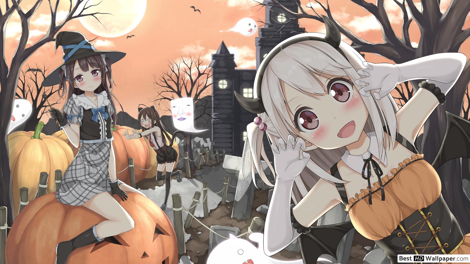 Cute Anime Halloween Wallpapers Wallpaper Cave