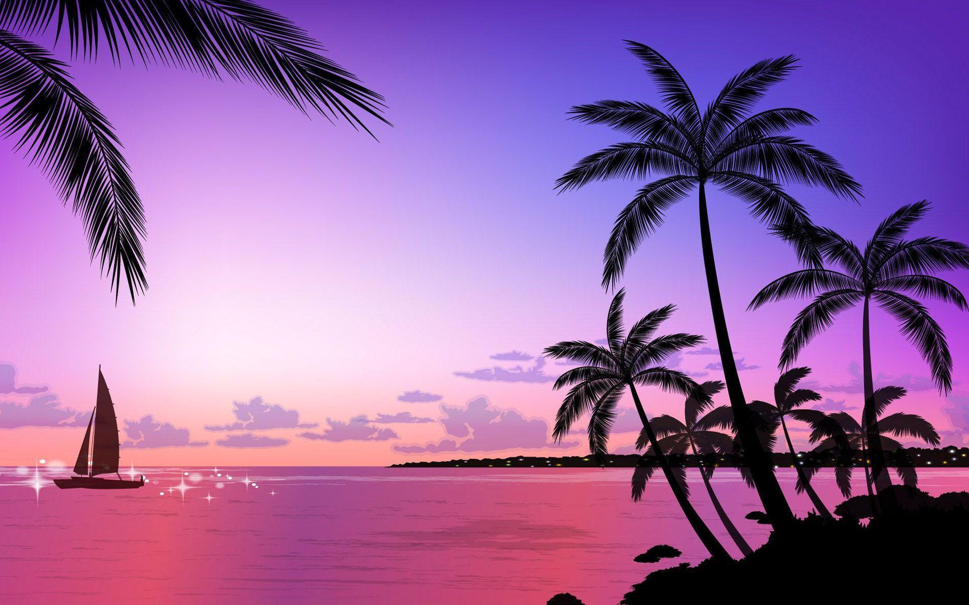 Tropical Beach Sunset Wallpaper 1080p