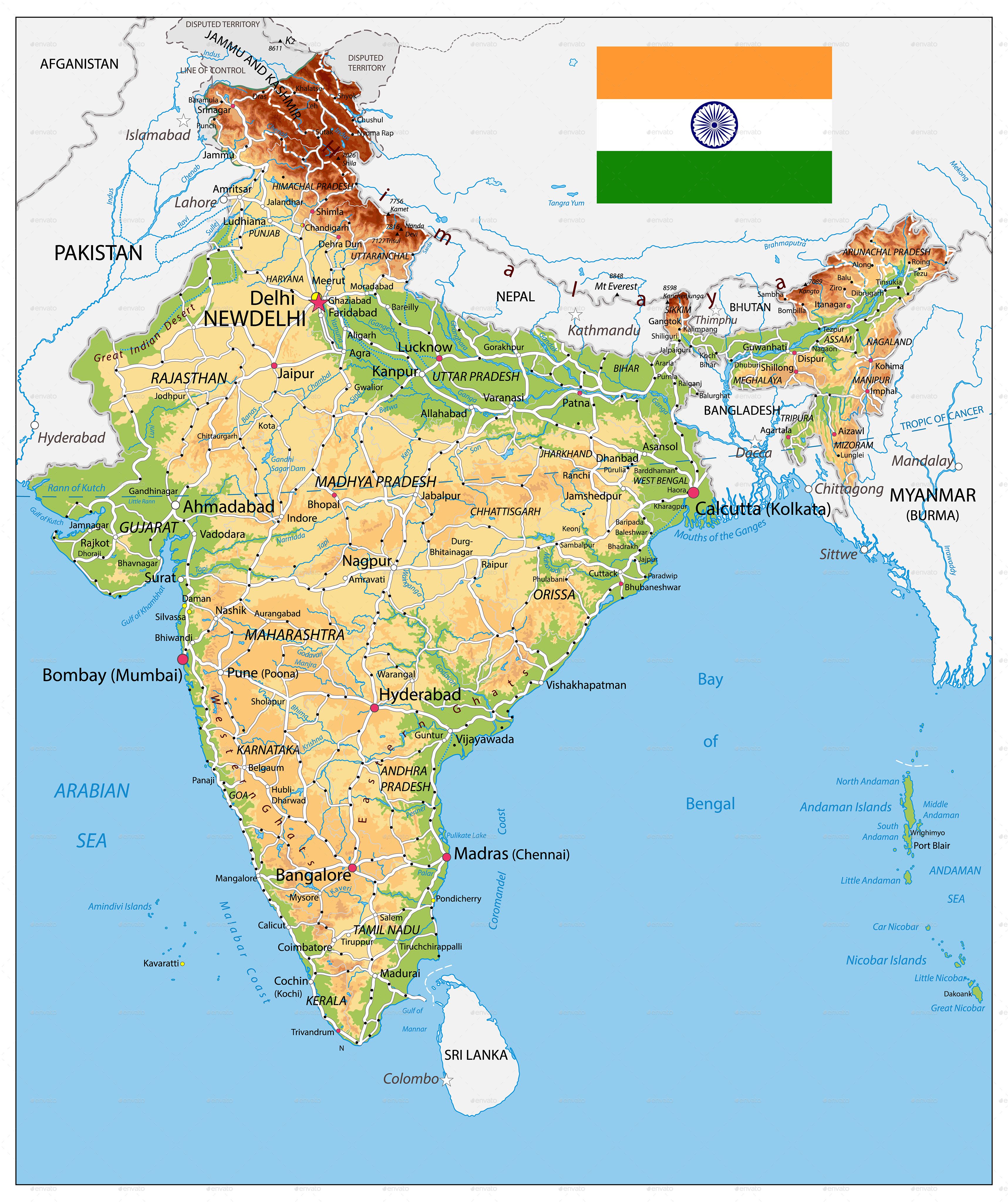 India Physical Map Wallpapers Wallpaper Cave