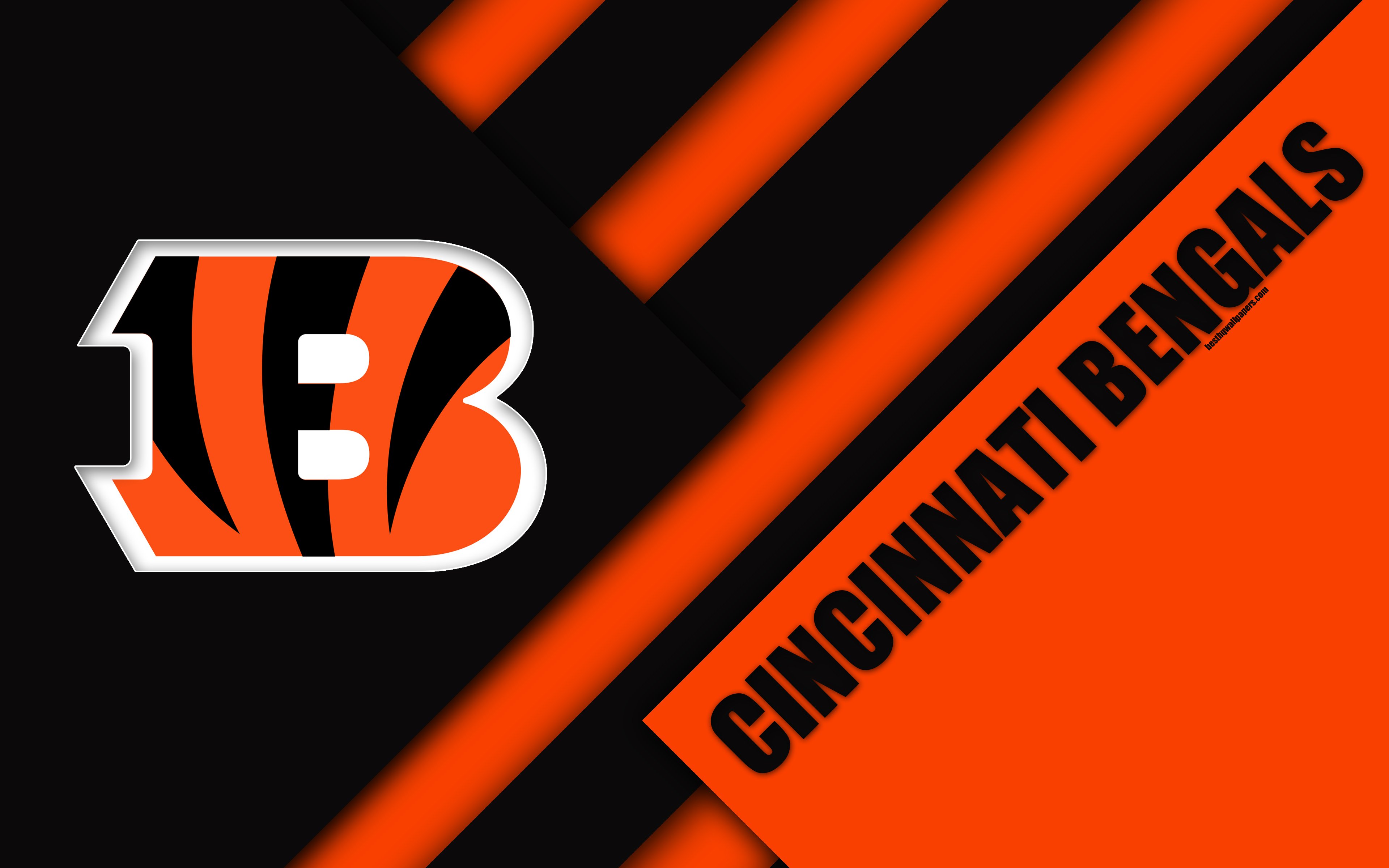 Cincinnati Bengals, 4k, Logo, Nfl, Black Orange Abstraction