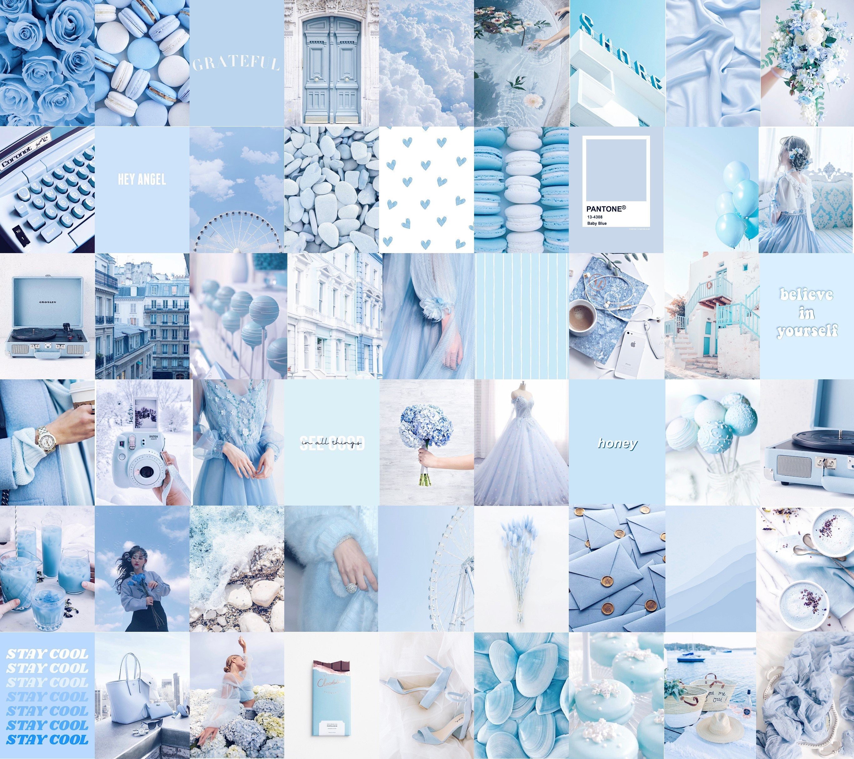 Aesthetic Baby Blue Collage Wallpapers Wallpaper Cave