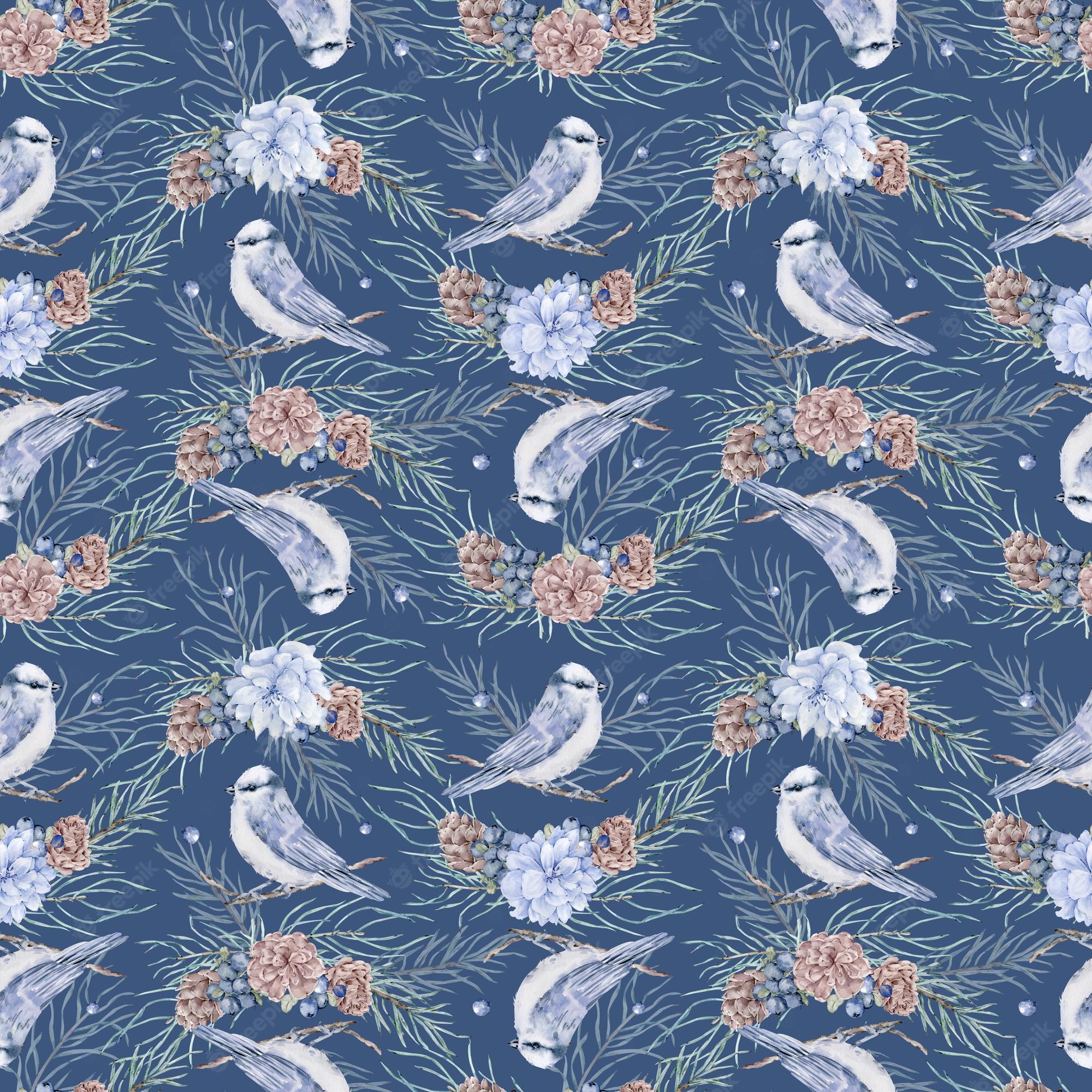 Winter Bird Pattern Wallpapers Wallpaper Cave