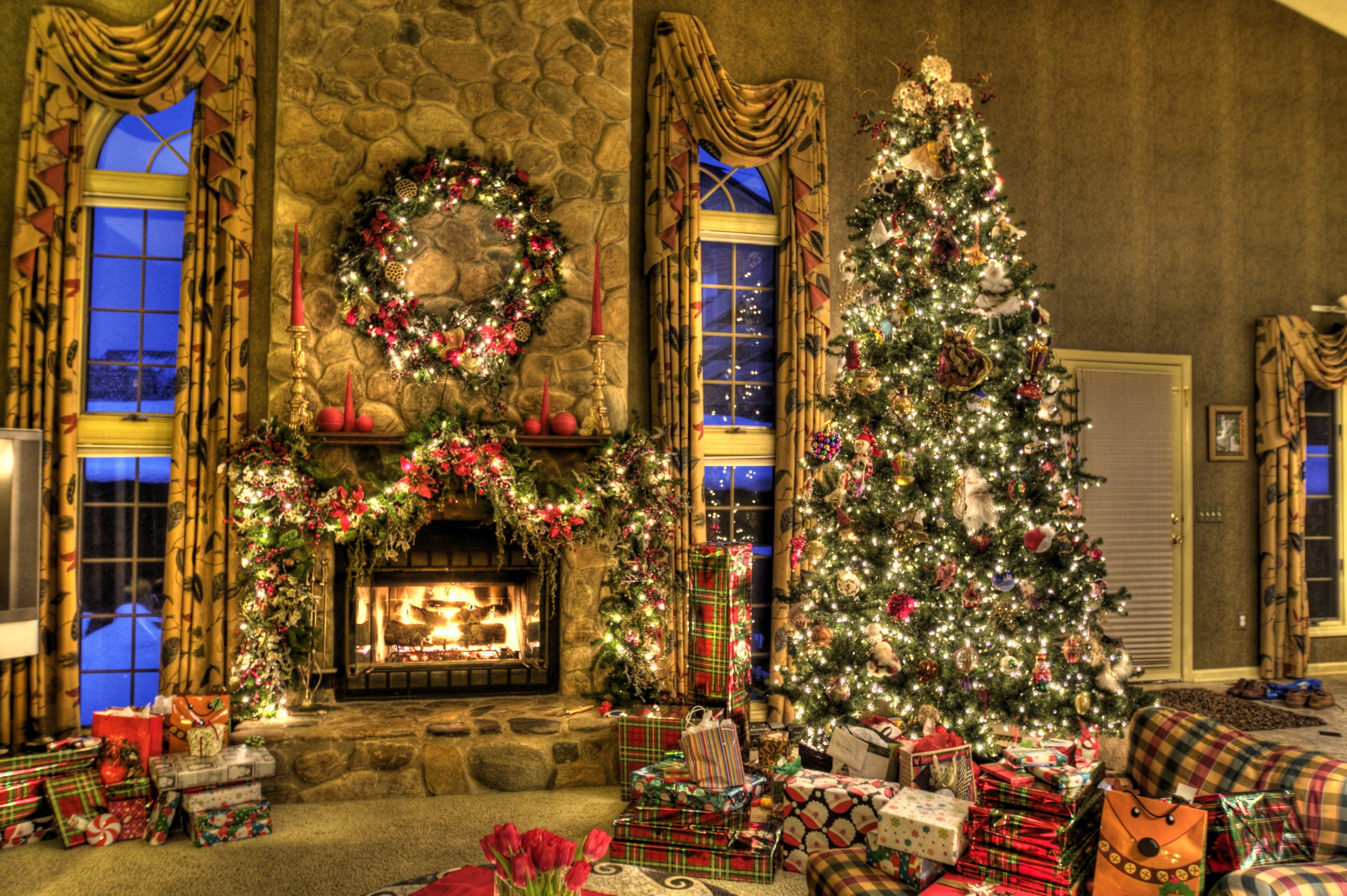 Christmas Living Room Wallpapers Wallpaper Cave