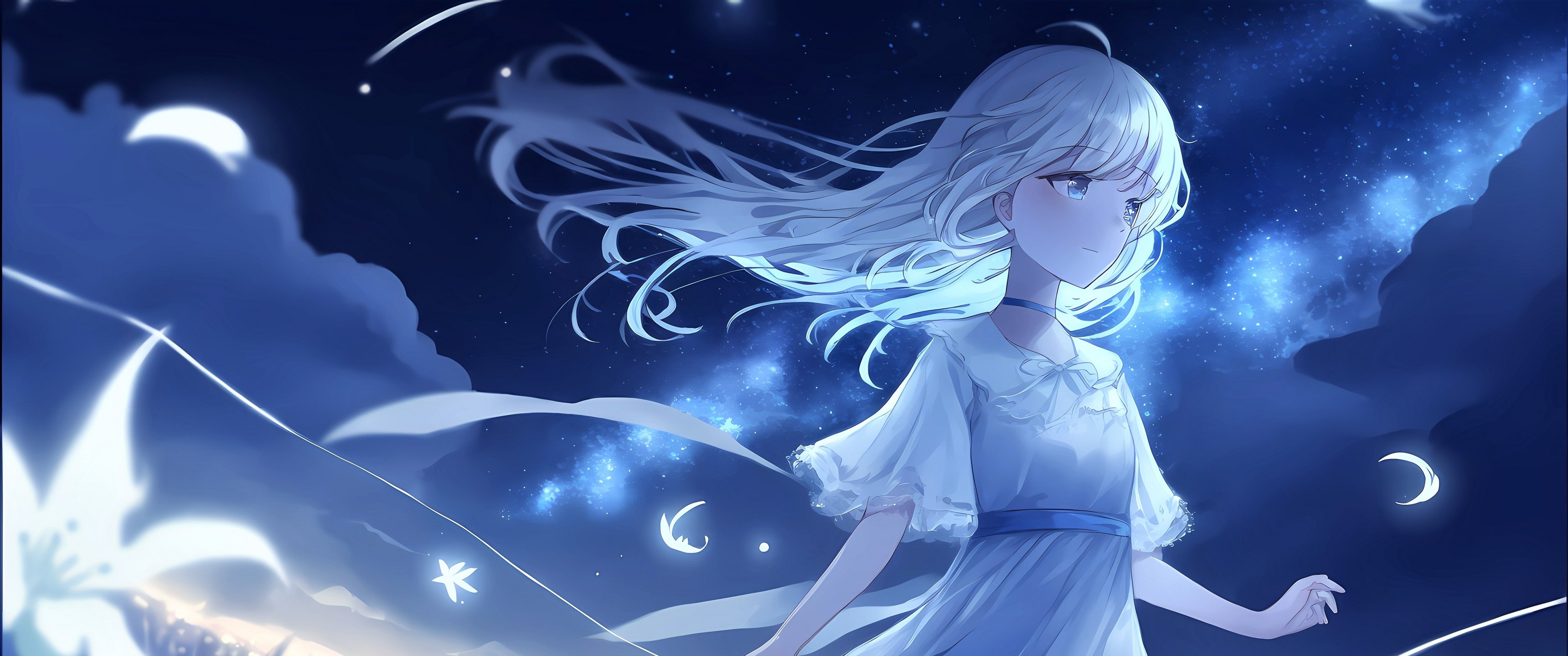 Night Sky Anime Girl Wallpapers Wallpaper Cave