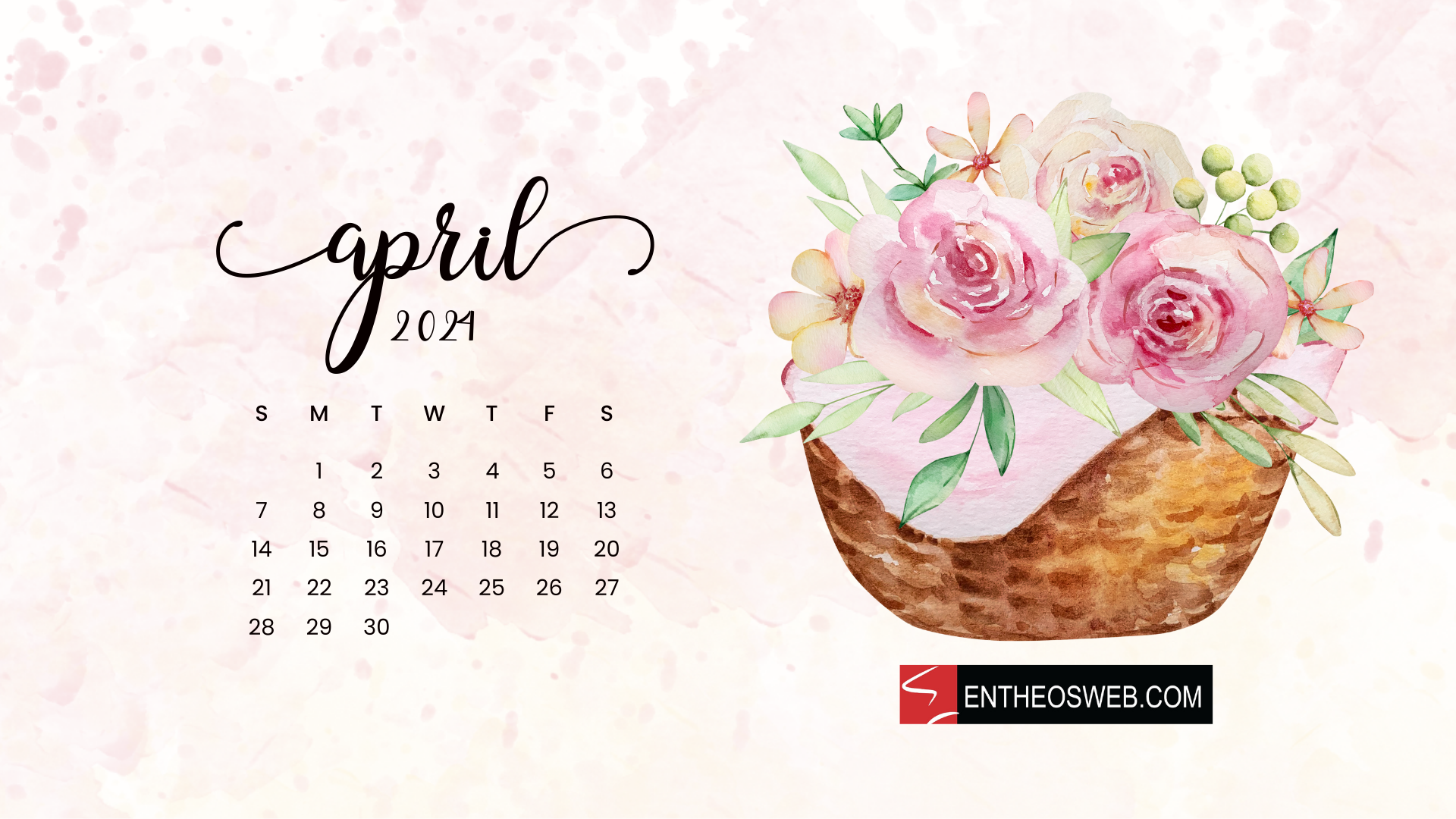 April 2024 Calendar Desktop Wallpaper
