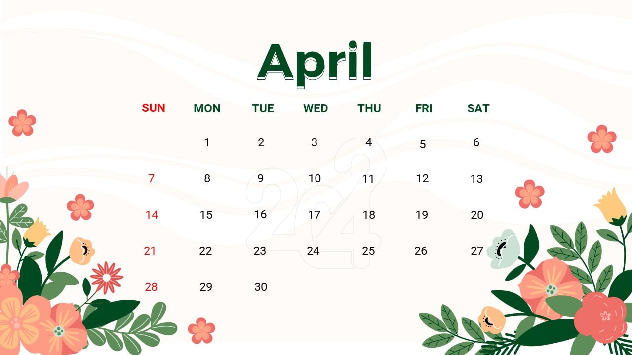 April 2024 Calendar PowerPoint