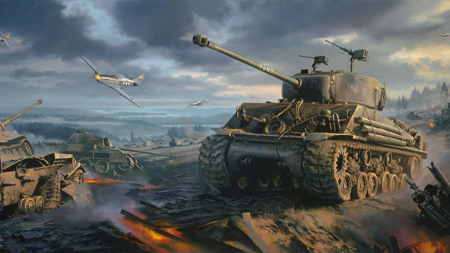 Download free Ww2 Tank In Battlefield