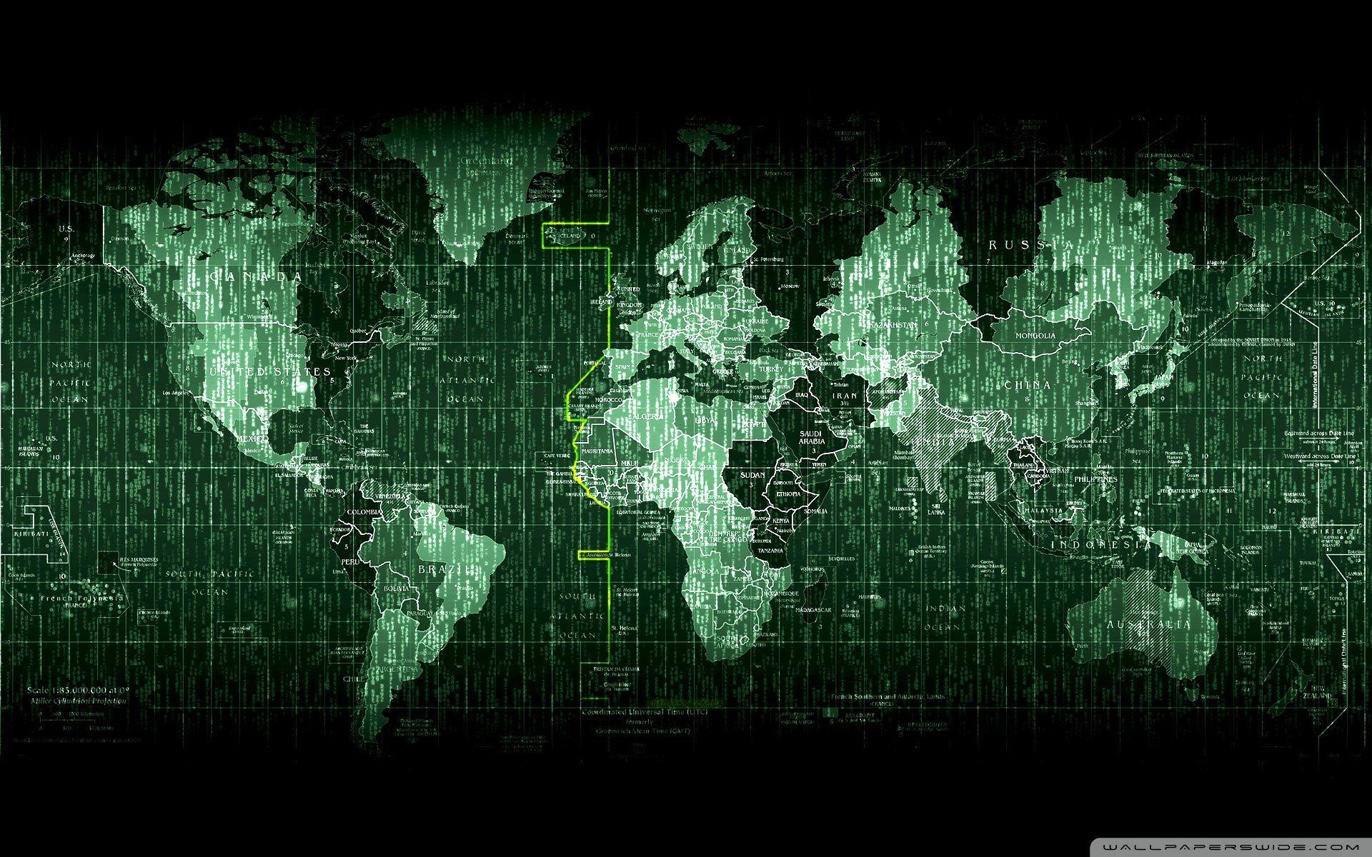 Matrix Code World Map ❤ 4K HD Desktop Wallpaper for 4K Ultra HD