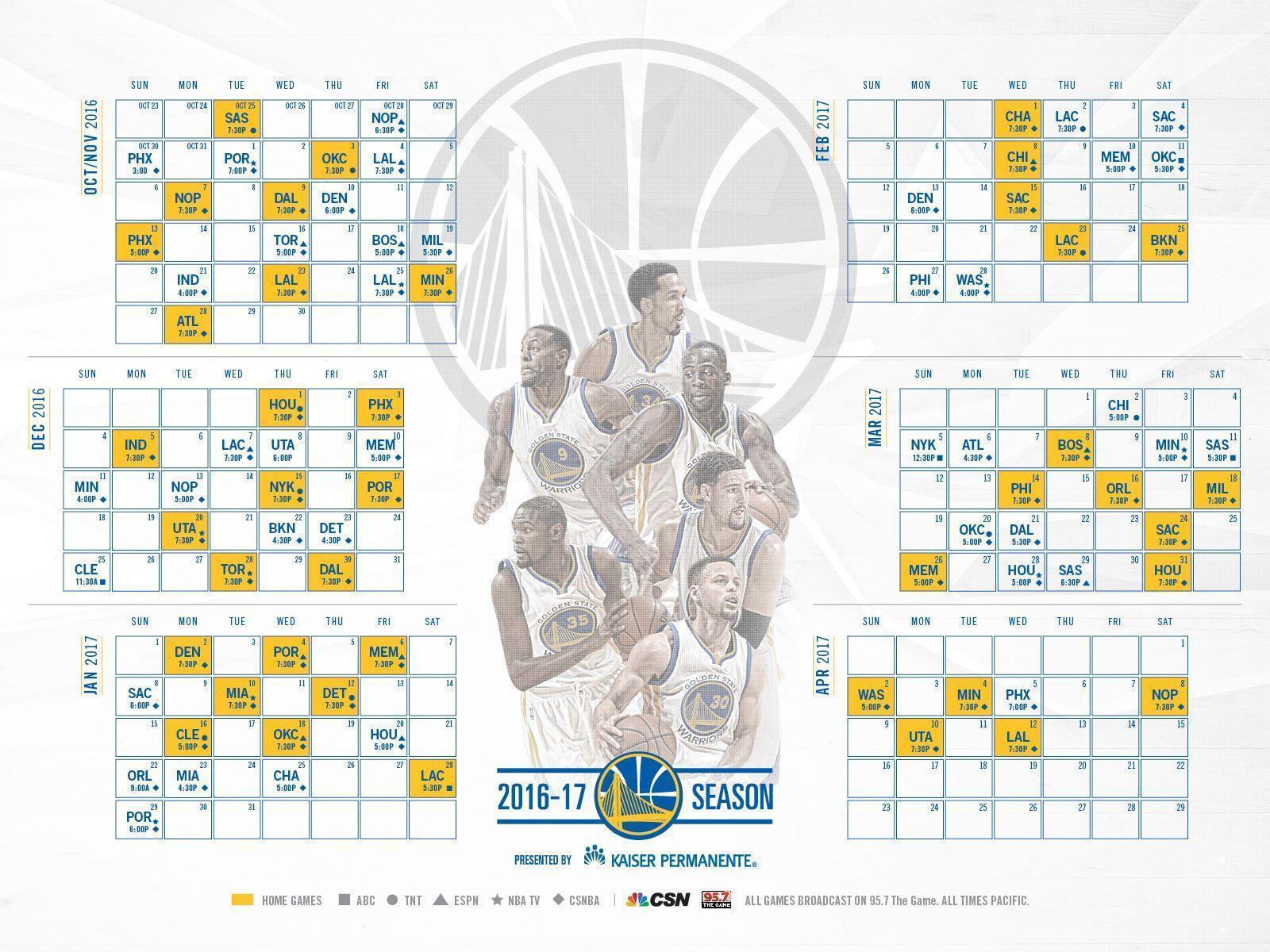 Golden State Warriors Announce Schedule For 2016 17 Season