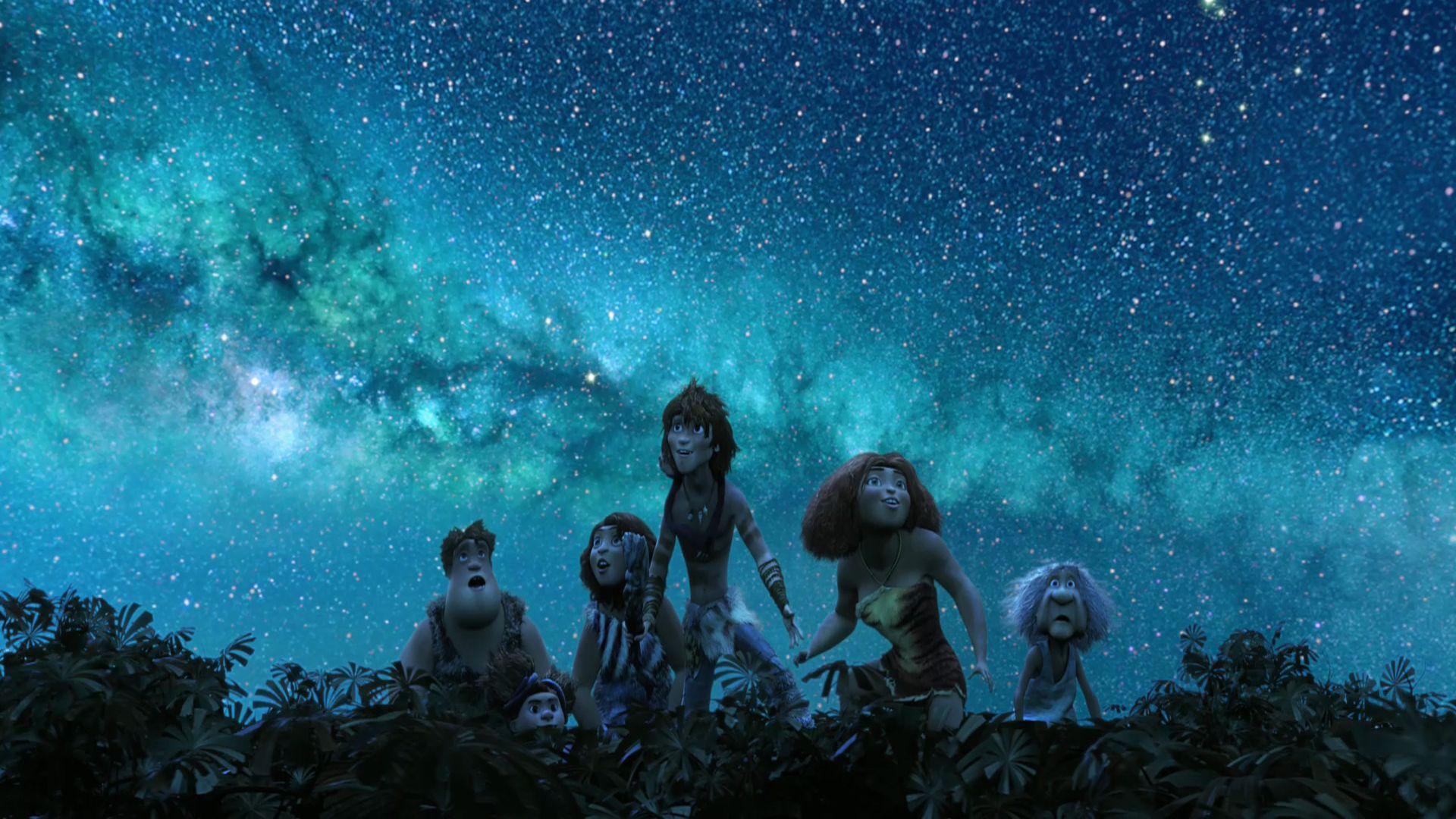 The Croods (2013) tribe Krug under the stars wallpaper