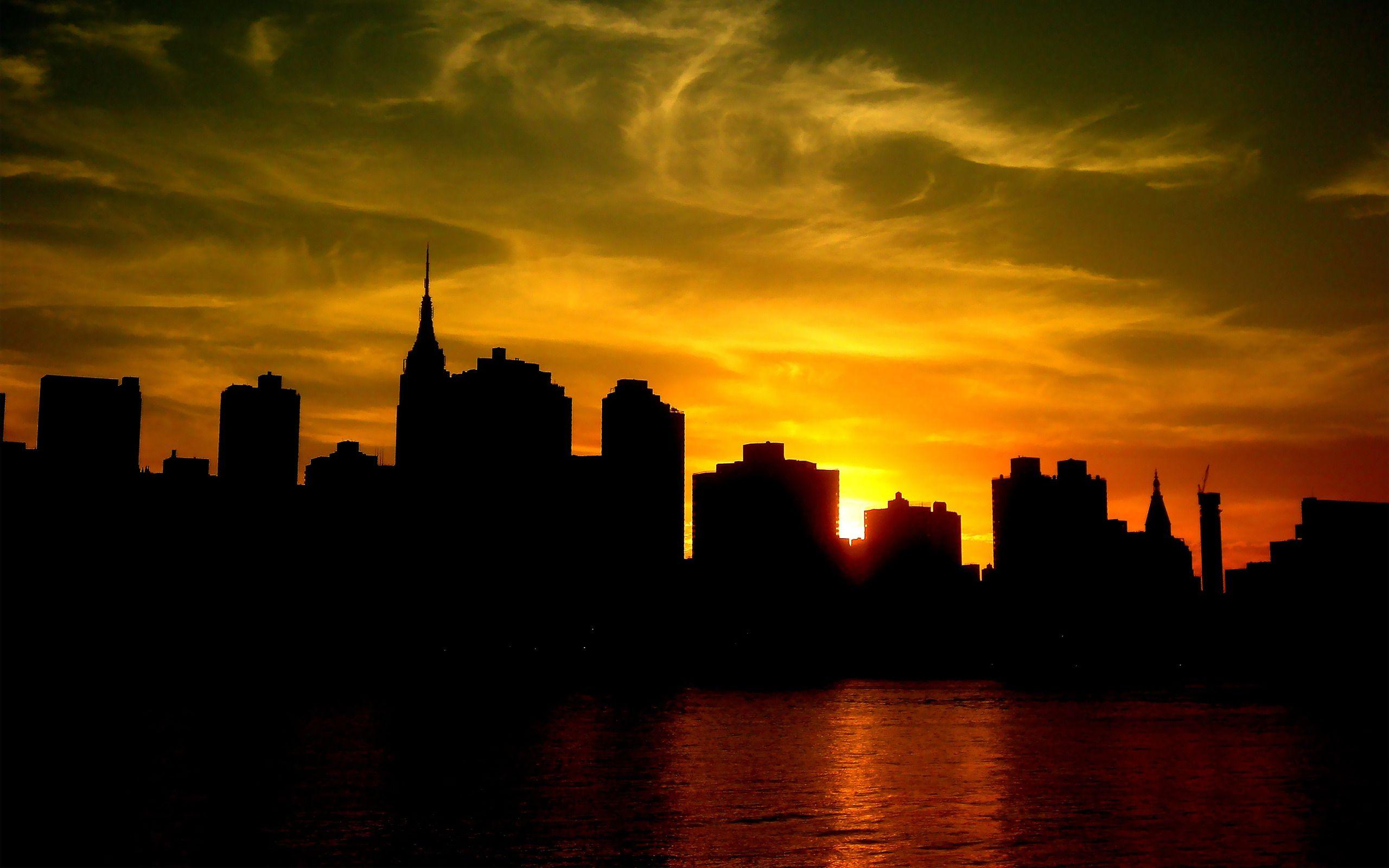 Skyline under the colorful sunset wallpaper 1920x1200