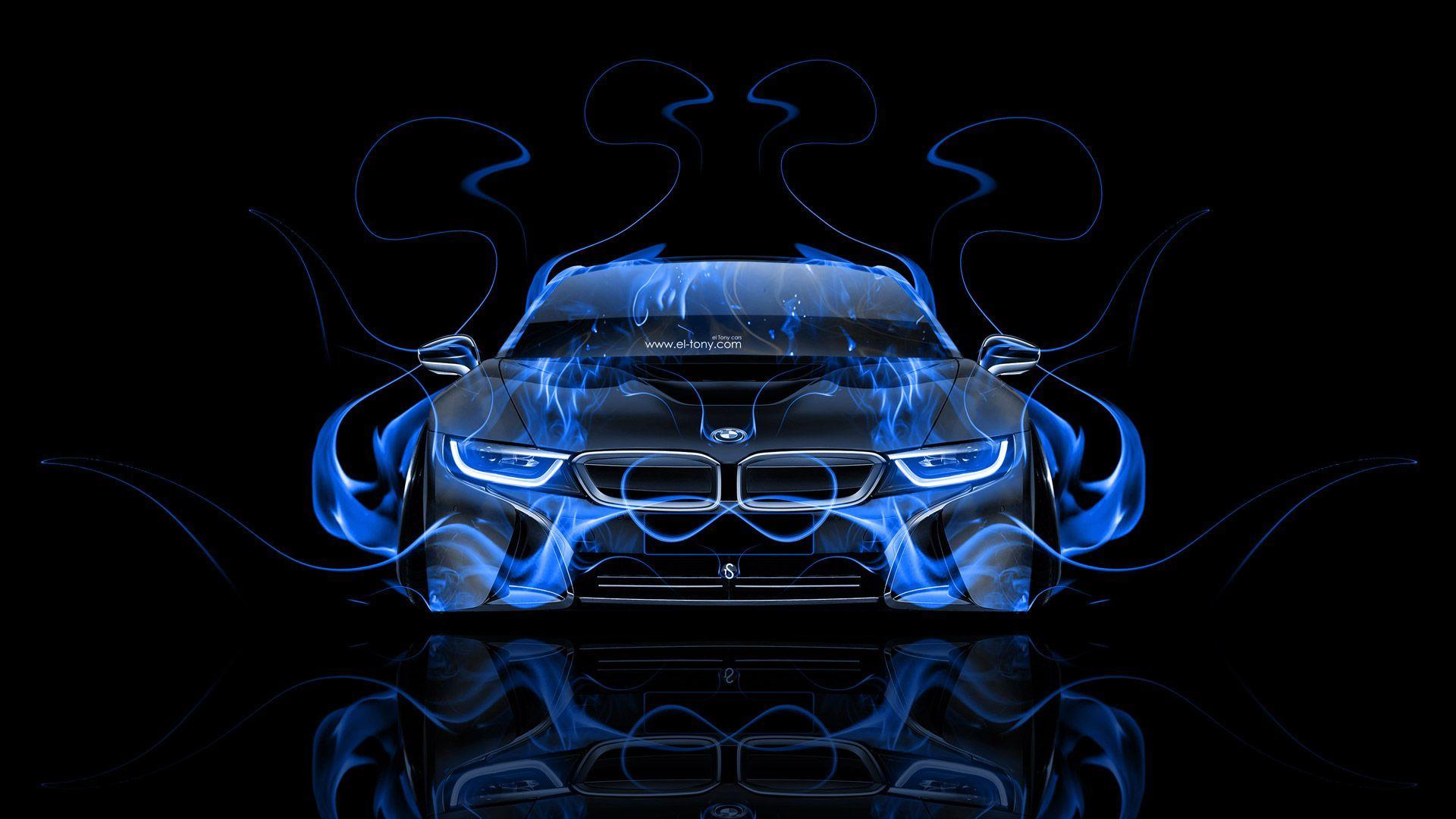 BMW i8 Front Fire Abstract Car 2014
