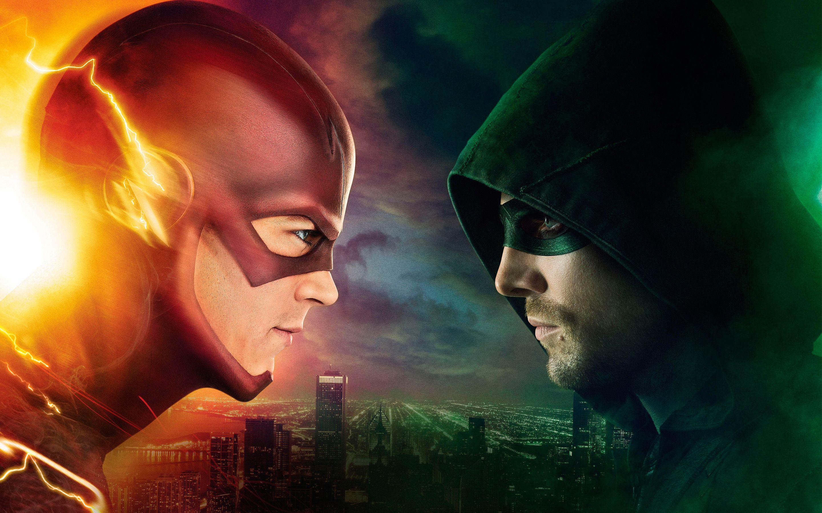 Flash vs Arrow TV Series Cover Wallpaper free desktop background