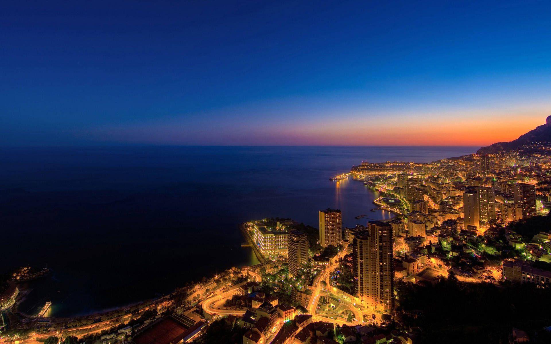 Beautiful Monaco City At Night Wallpaper Deskt Wallpaper