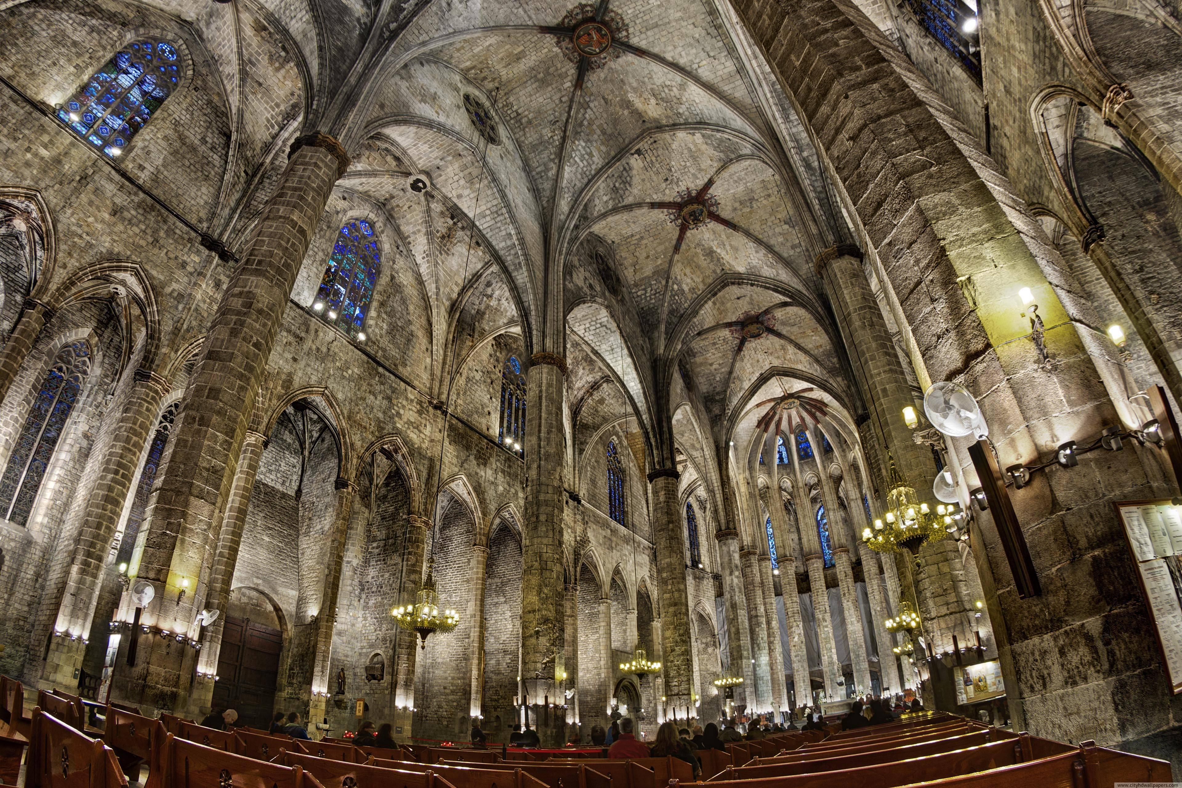 Church of Santa Maria building internal in Barcelona city. city