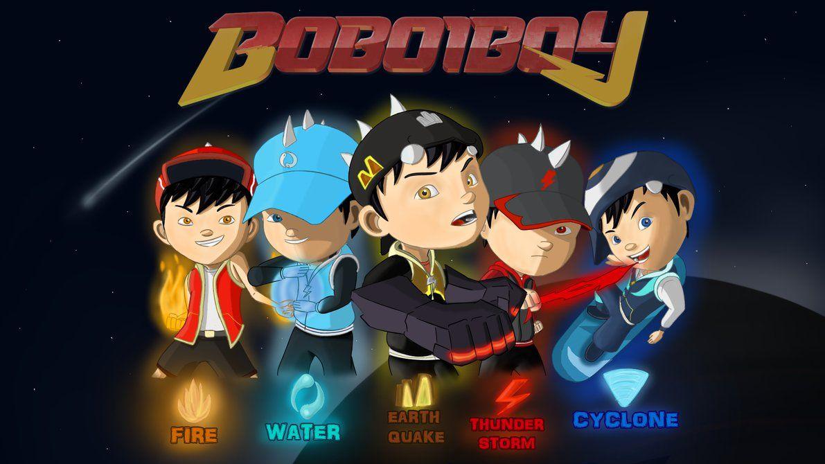 Wallpaper Boboiboy The Movie Fire Water Cyclone Thunder Earth