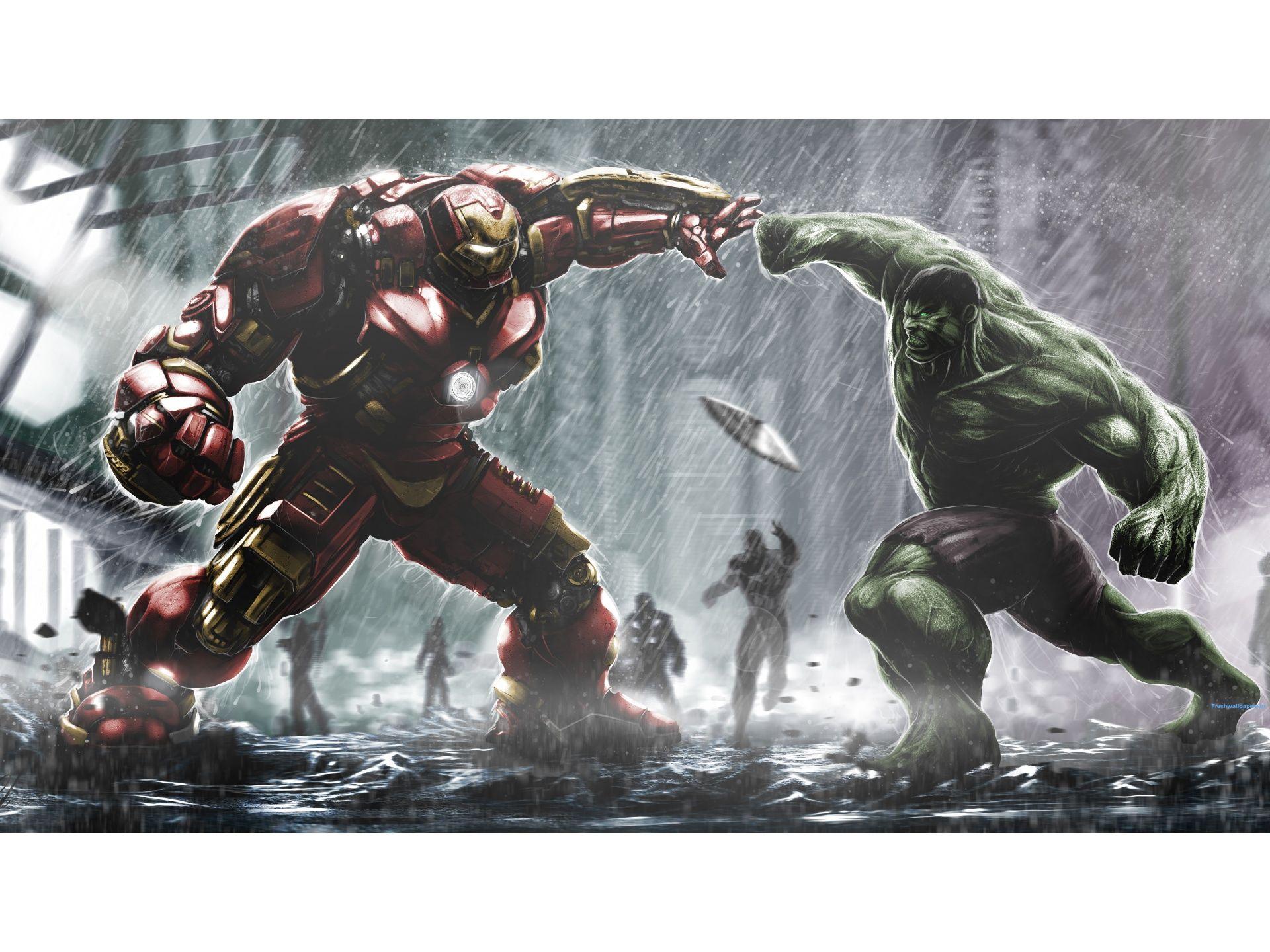 Hulkbuster Ironman vs The Hulk wallpaper