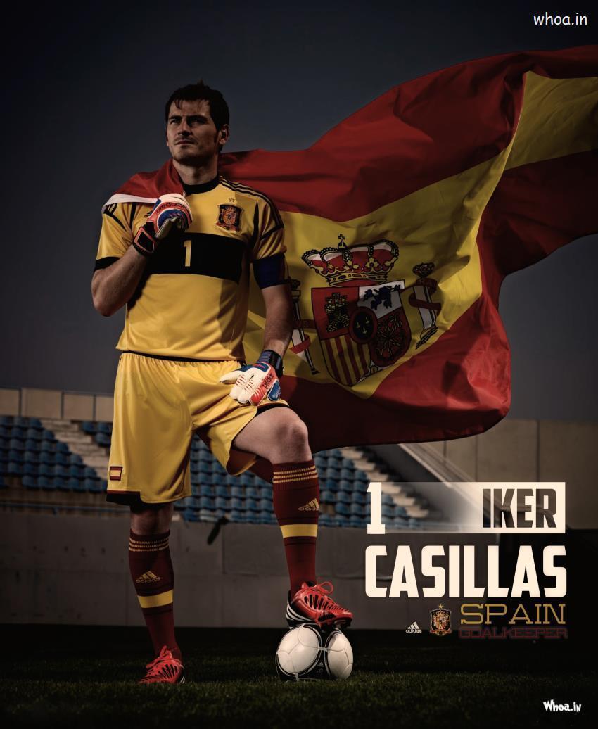 Iker Casillas In Orange T Shirt HD Spain Goalkeeper Wallpaper