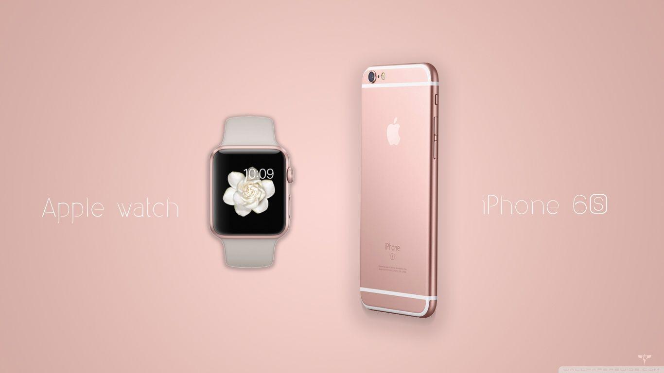 iPhone 6S and Apple Watch Rose Gold HD desktop wallpaper, High