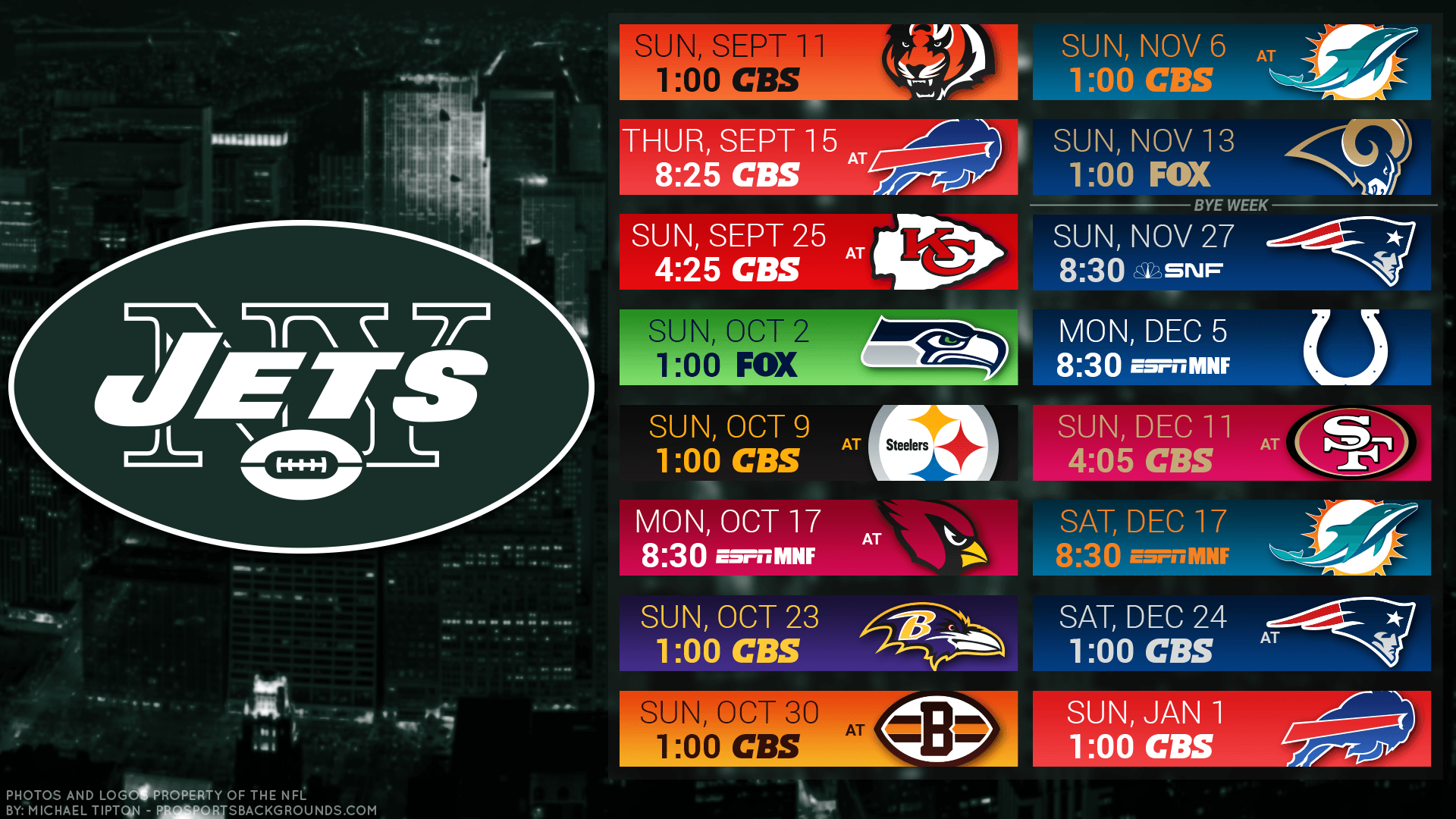 New York Jets 2016 HD Schedule Wallpaper