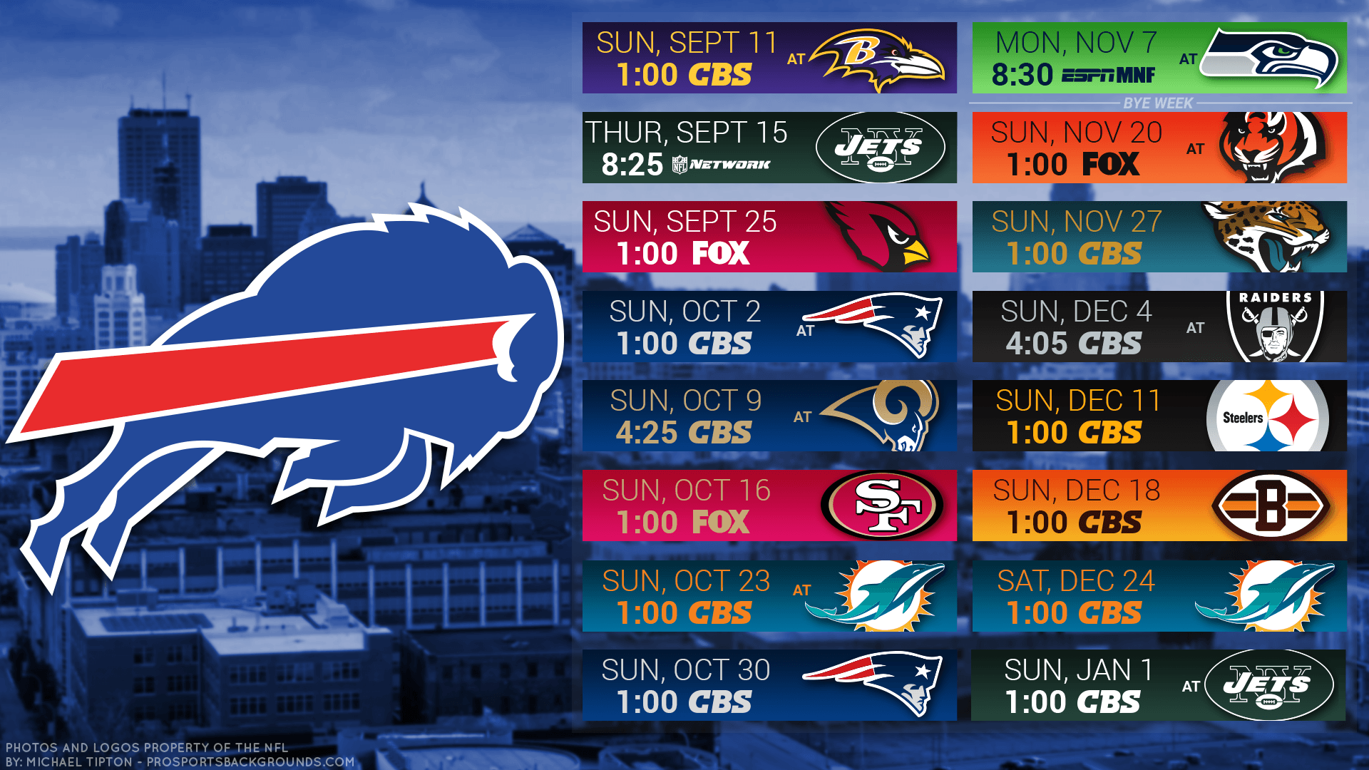 Buffalo Bills 2016 HD Schedule Wallpaper
