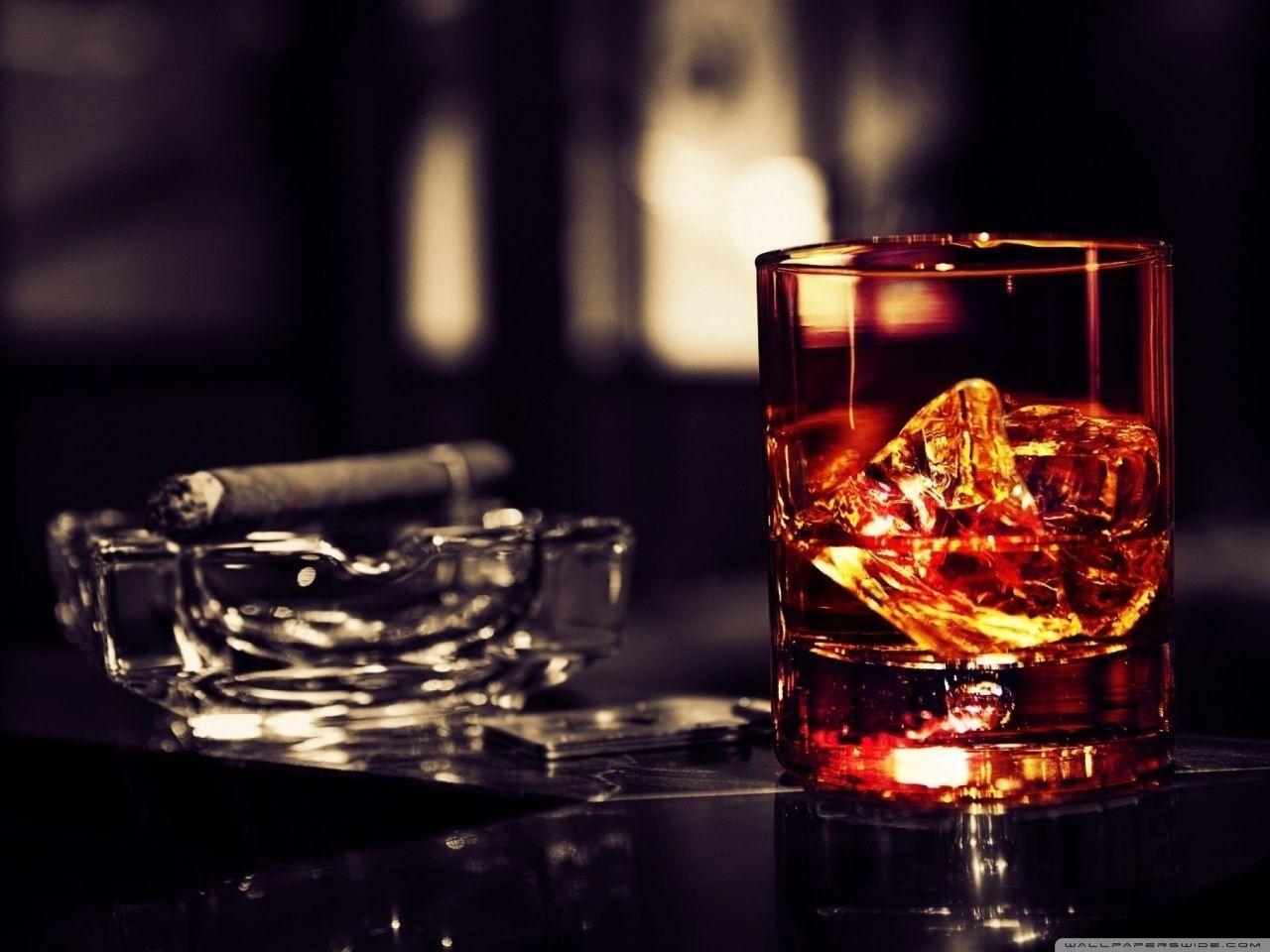 Whisky Glass With Cigar On The Table HD desktop wallpaper, High