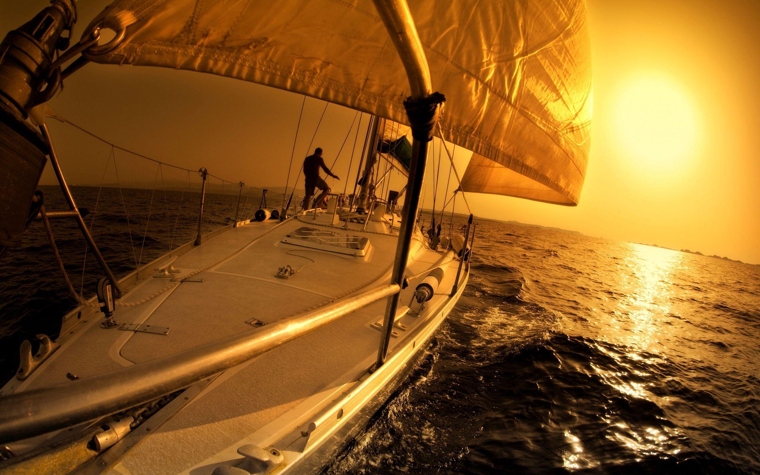 Sailing sunset HD Wallpaper