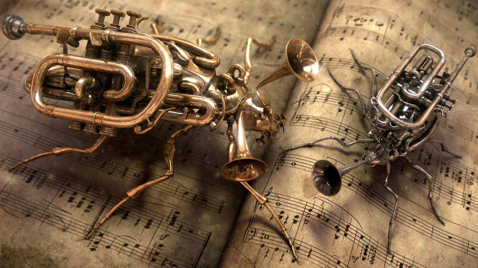 Steampunk bug trumpet [1920x1080]