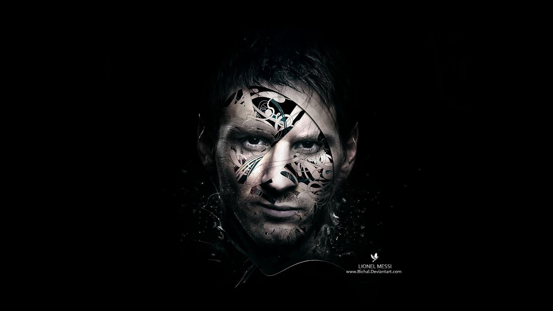 messi portrait dark. Wallpaper: Lionel Messi Background