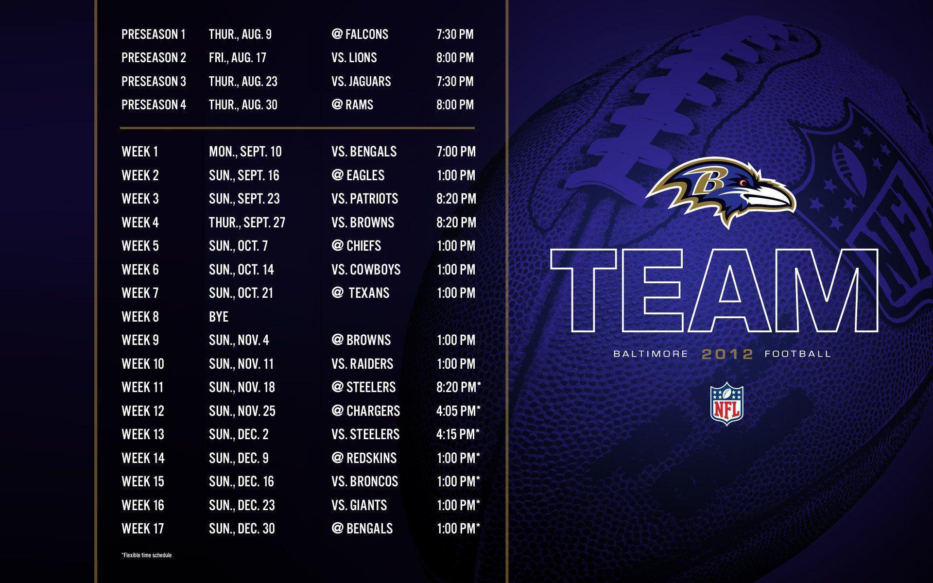 Baltimore Ravens Schedule 2012 Wallpaper 757865