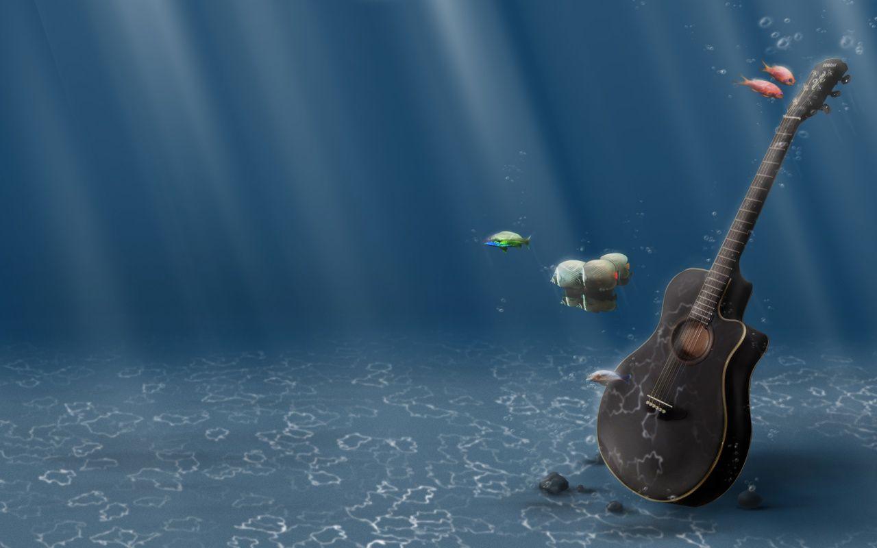 Guitar under the sea background in 1280x800 resolution. HD