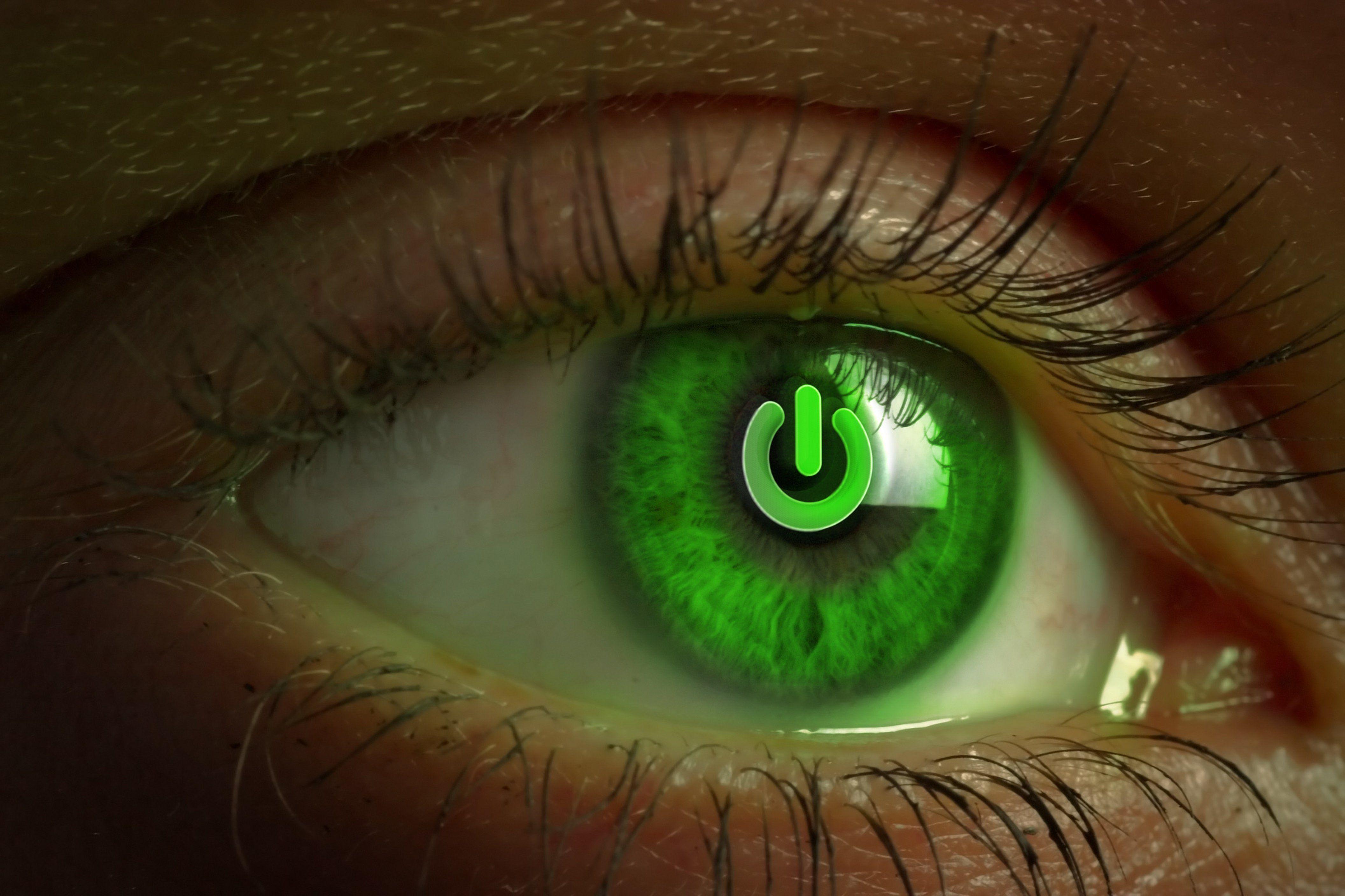 Eyes Green Power Button Wallpaper