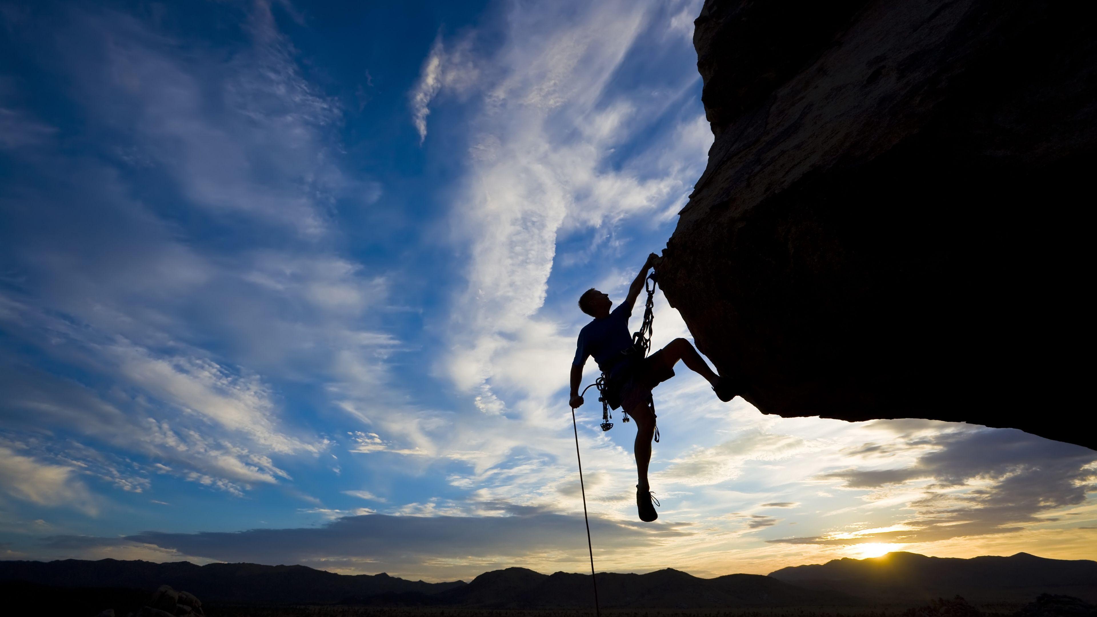 Download Wallpaper 3840x2160 Climber, Extreme, Silhouette