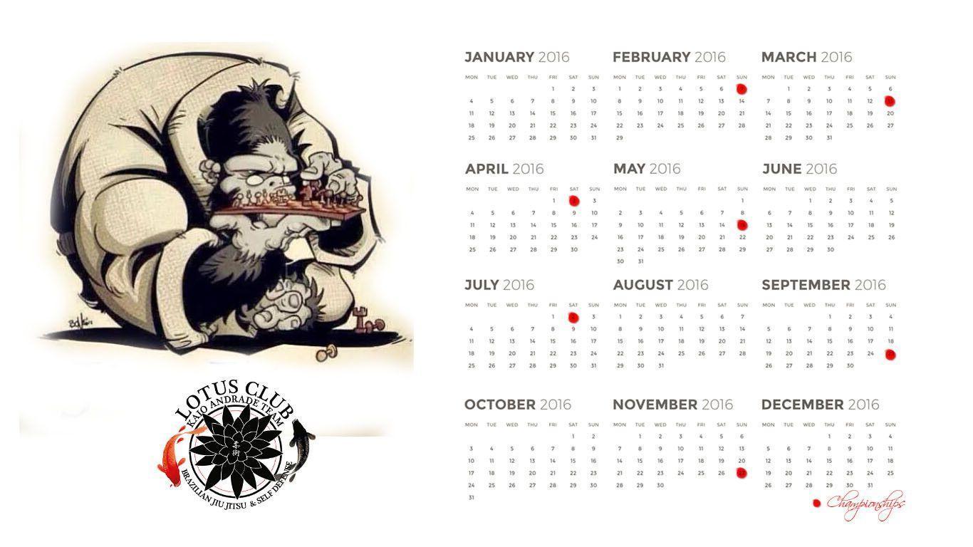 Calendars 2016. BJJ Lotus Club