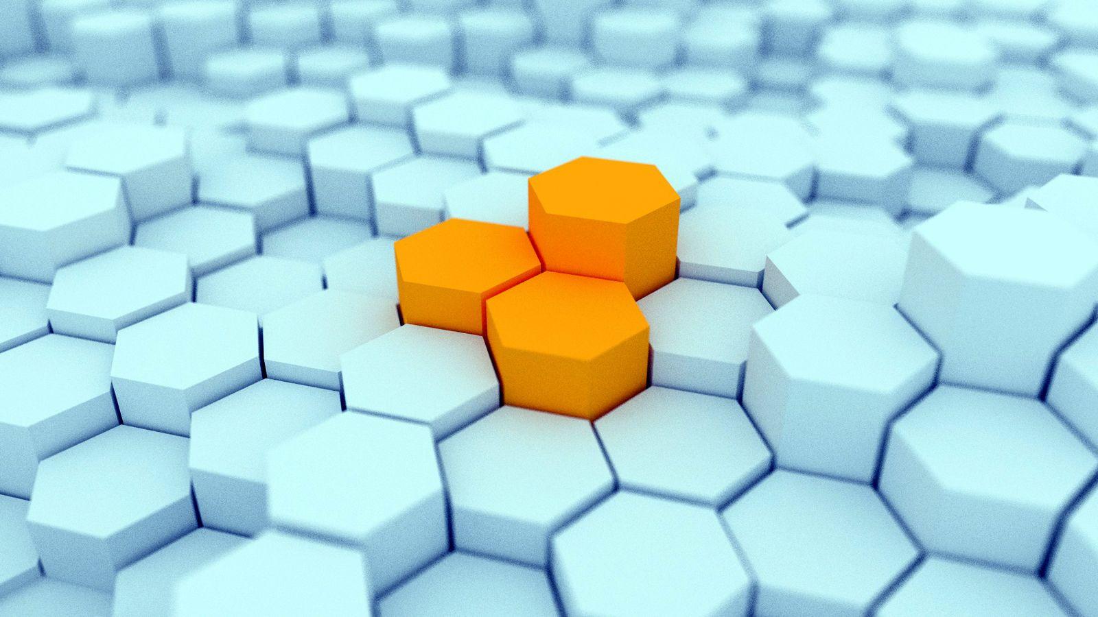 3D Hexagon Blocks HD WallpaperD Logo's
