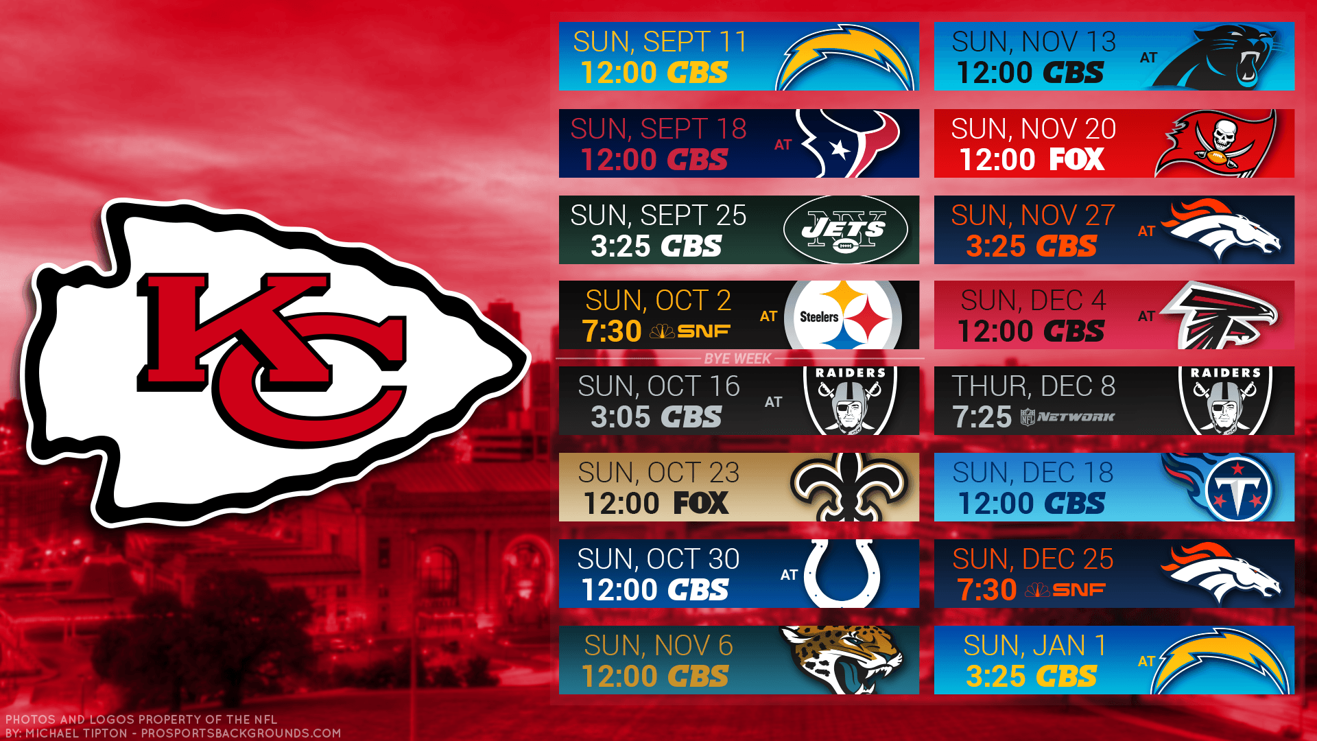 Kansas City Chiefs 2017 HD 4k Schedule Wallpaper