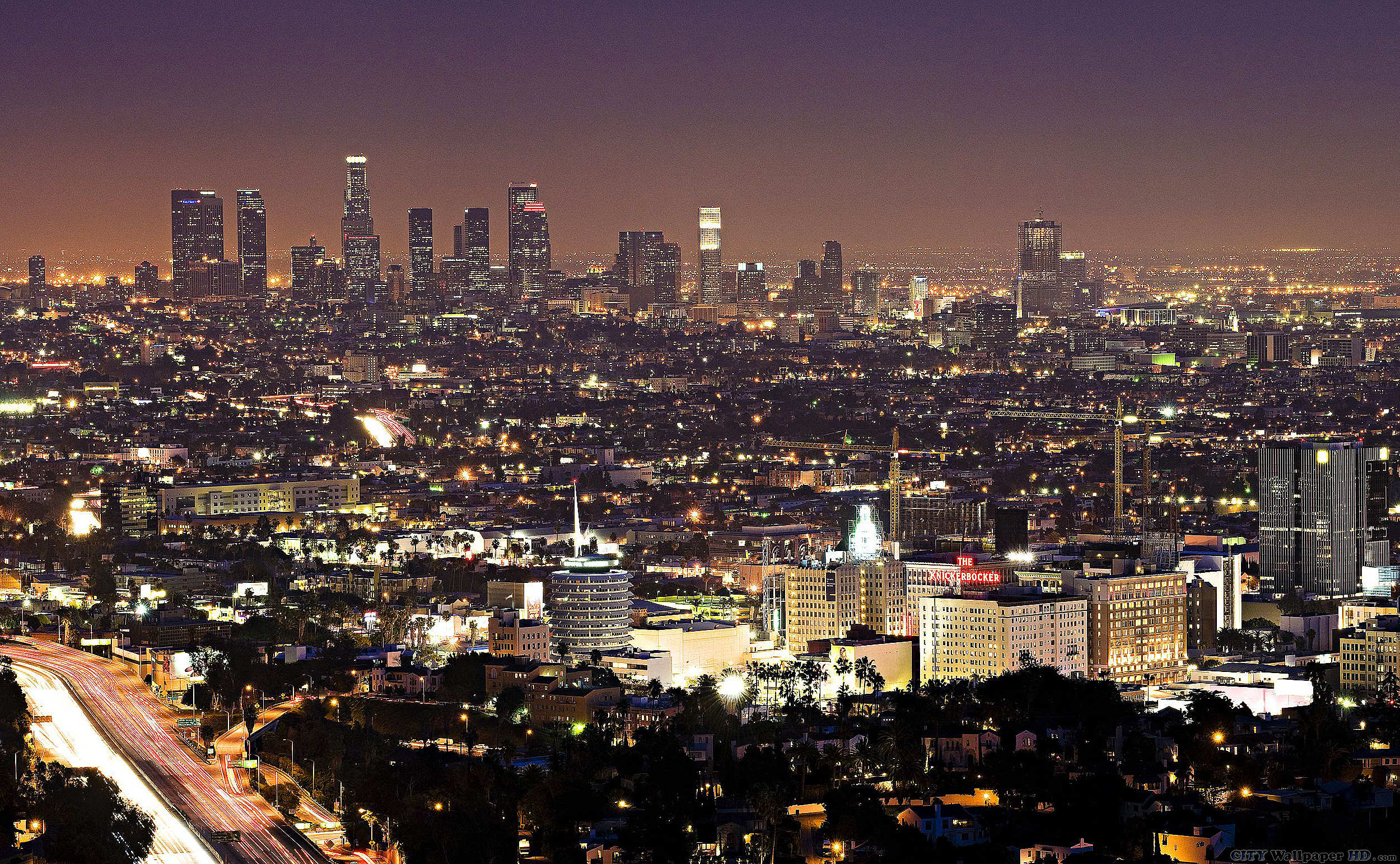 Night Los Angeles. Wallpaper cities for the tablet. Los Angeles