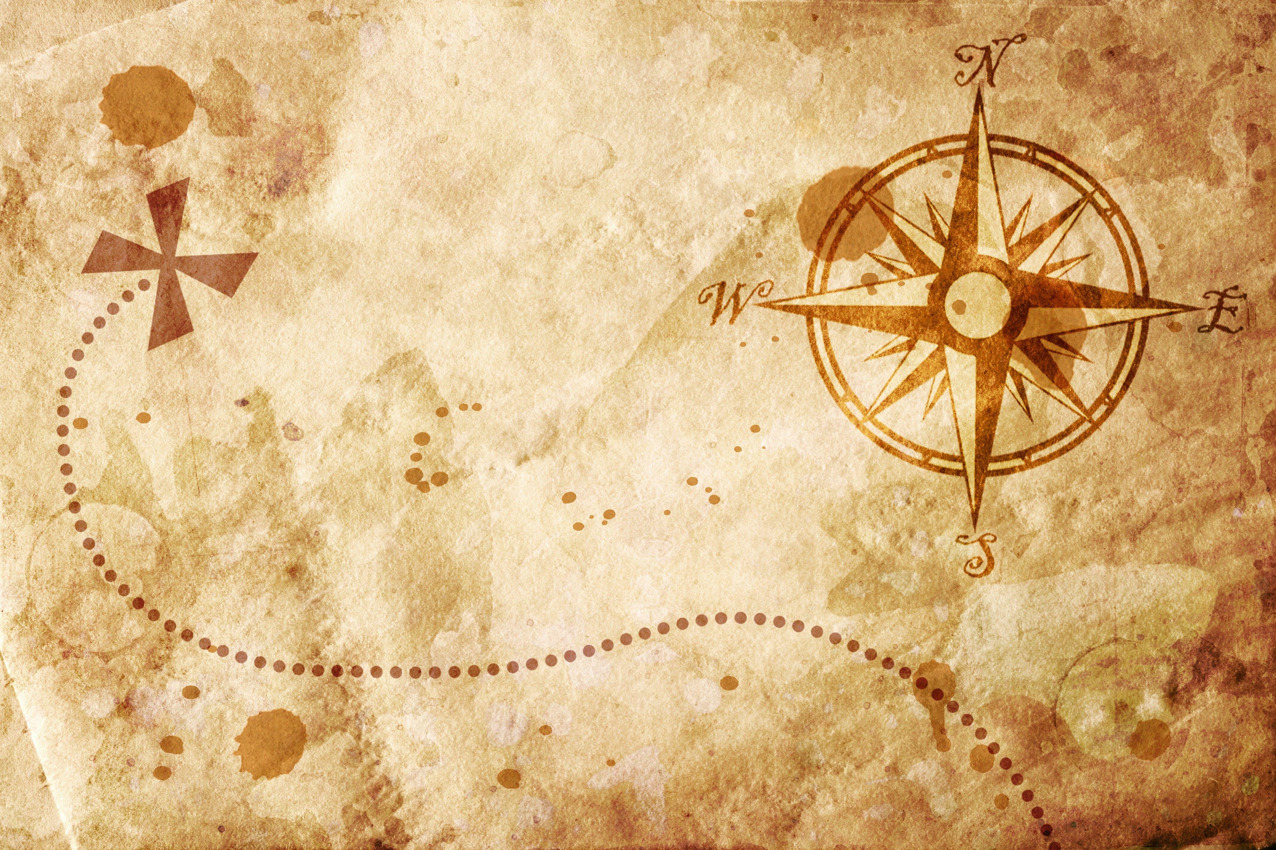 Old map with a compass on it wallpaper