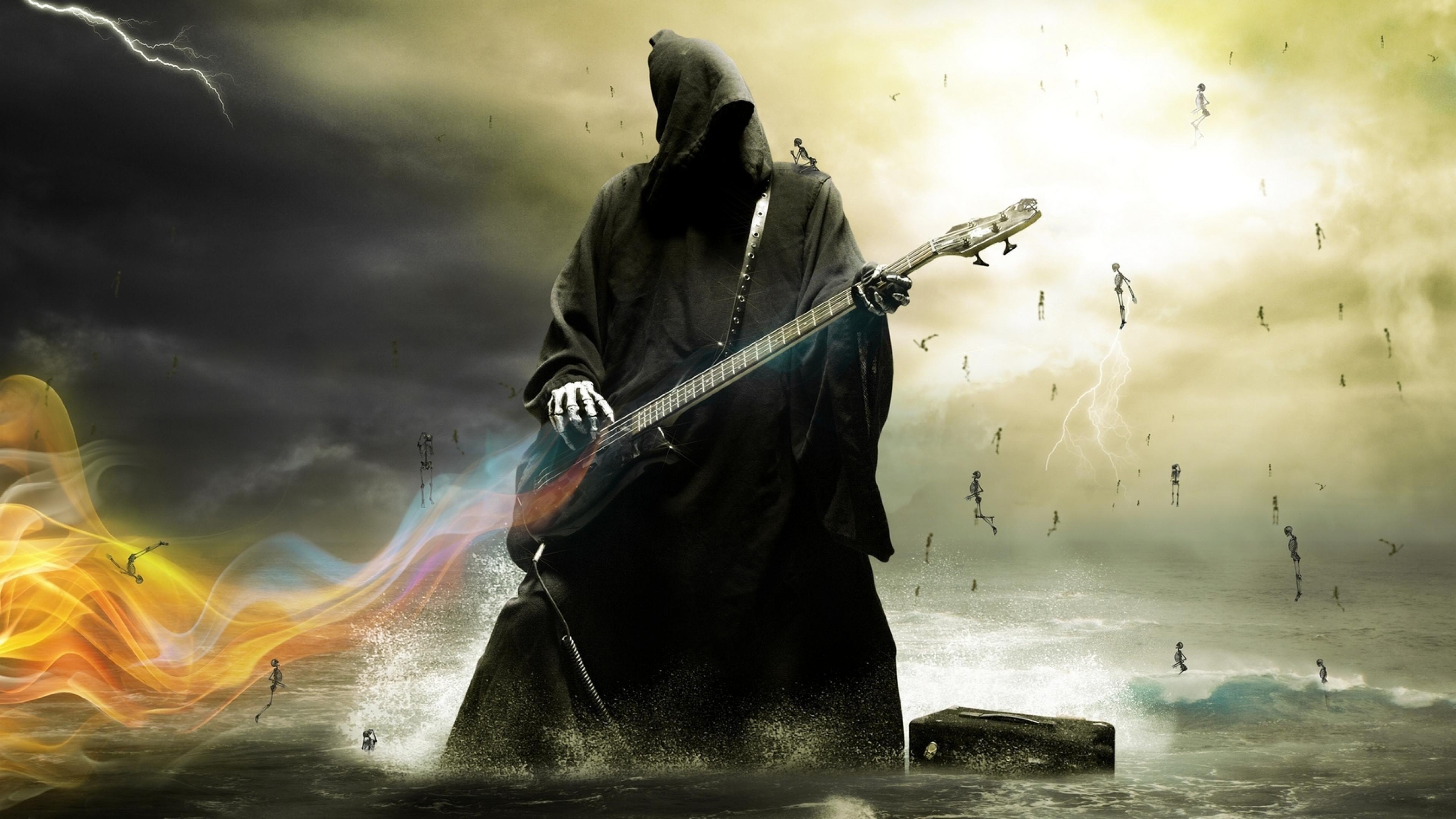 Death Angel Guitar Music Fantasy Wallpaper Of Grim Reaper