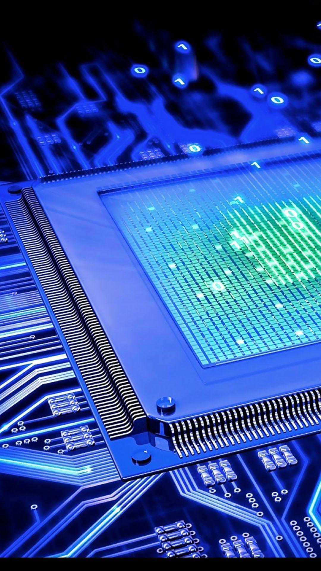 Processor CPU Motherboard Blue Circuits Wallpaper