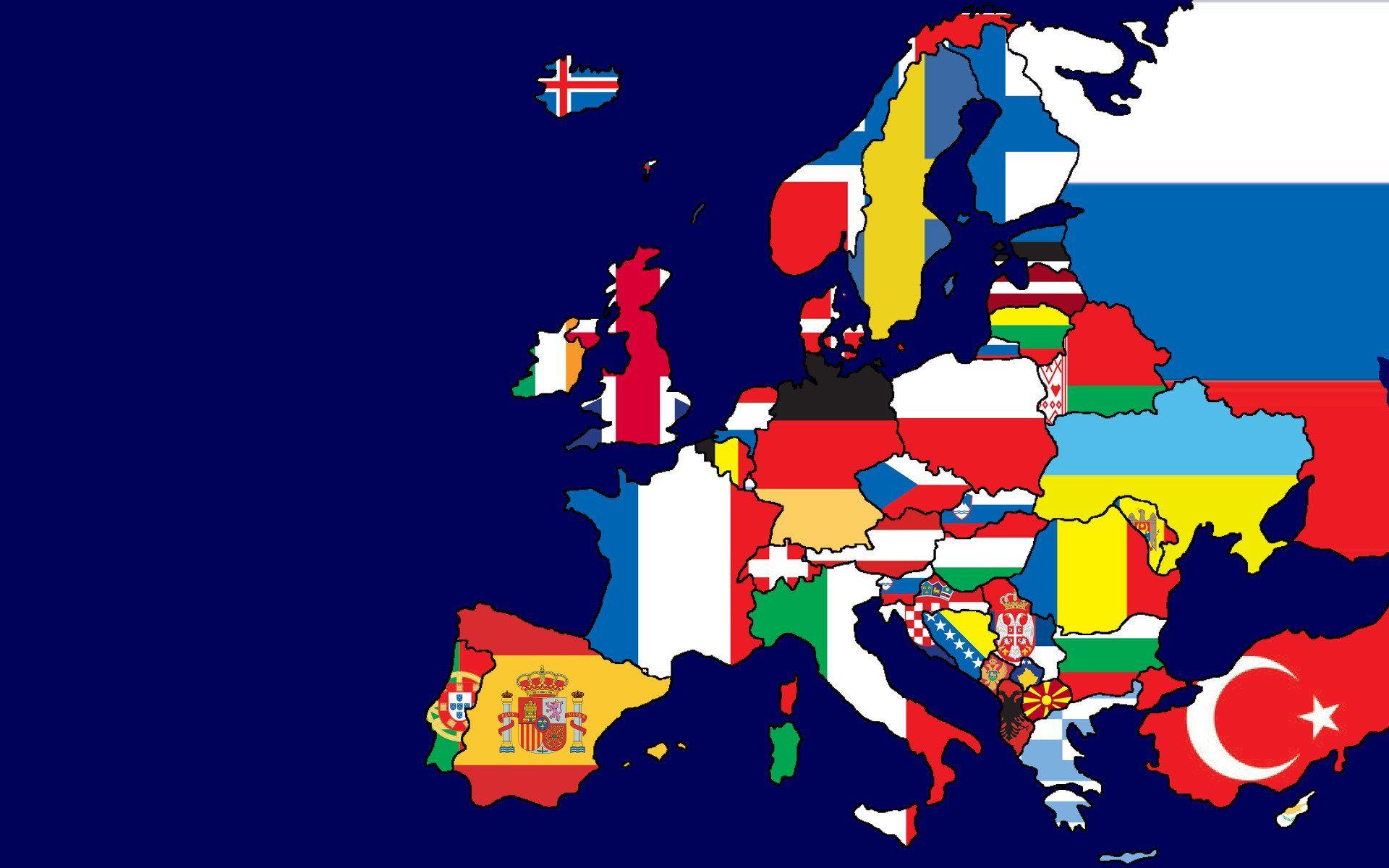 Europe Map Flags Wallpaper