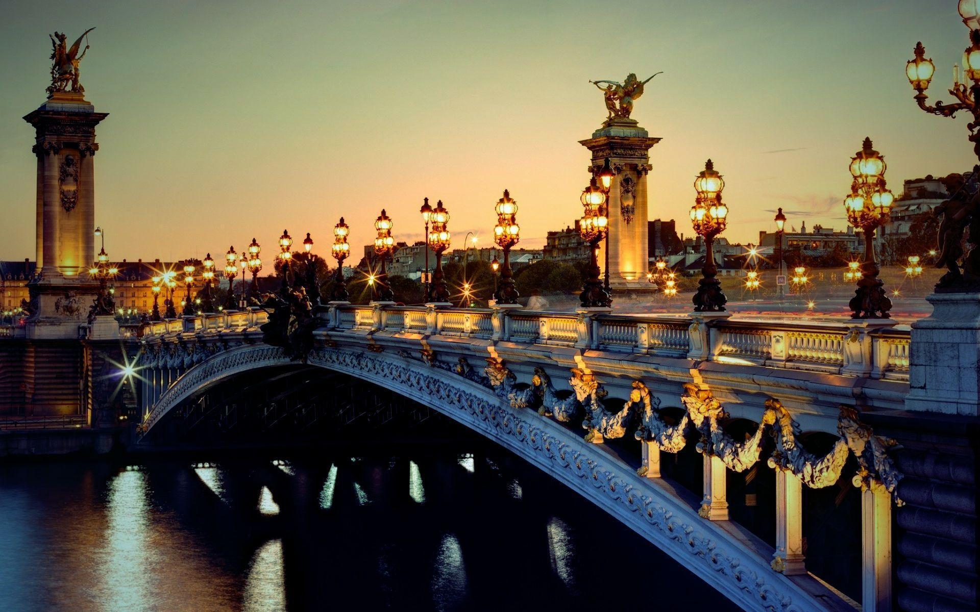 France, Paris, The Pont Alexandre III Bridge over Seine widescreen