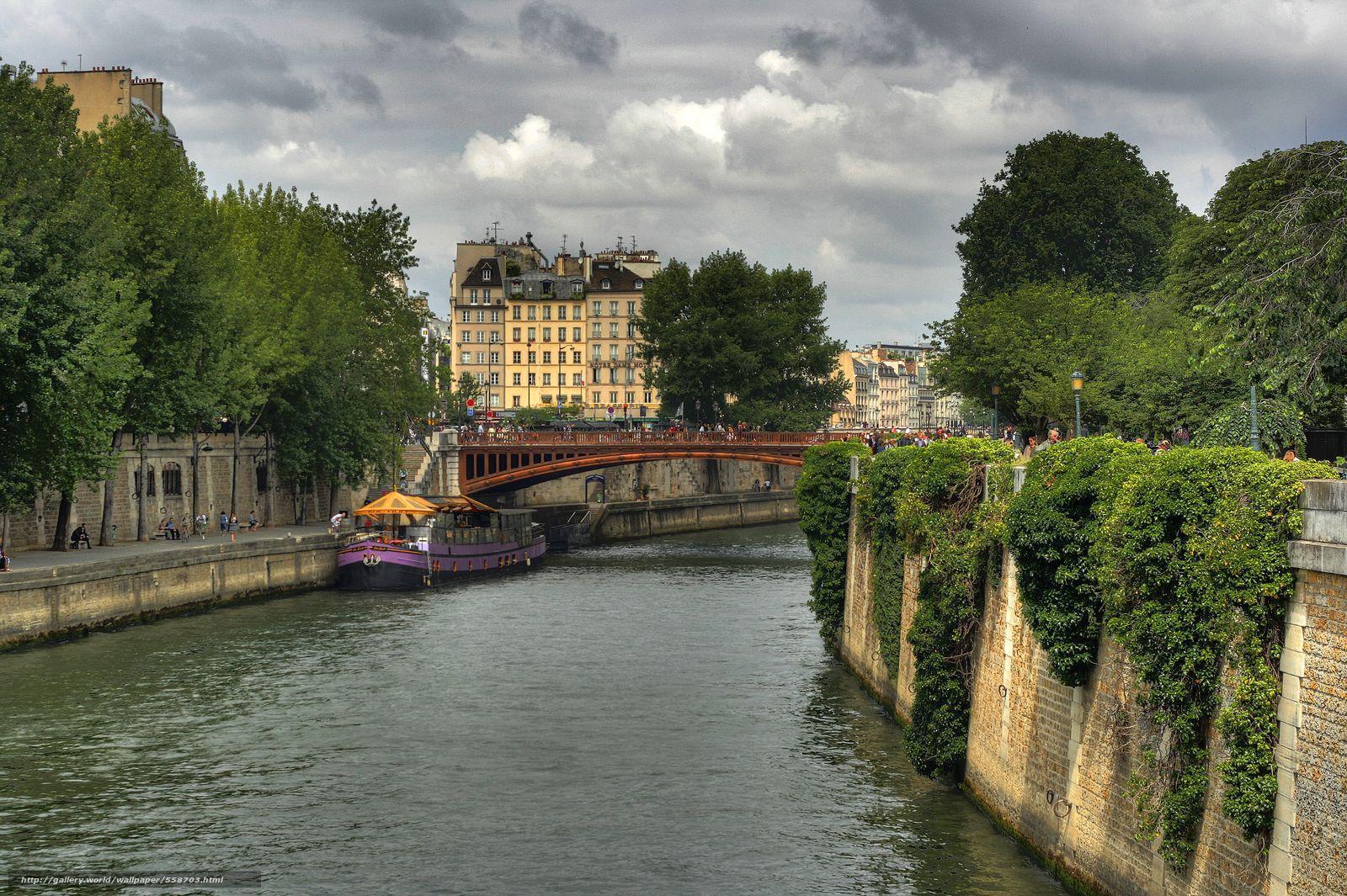 Download wallpaper Paris, Pont au Double, River Seine free desktop